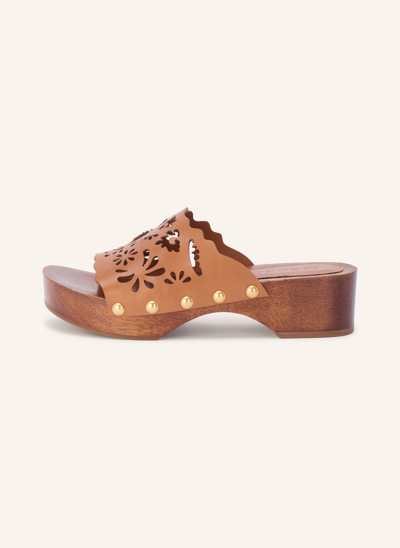 FARM RIO Clogs with studs and cutouts: BROWN / GOLD