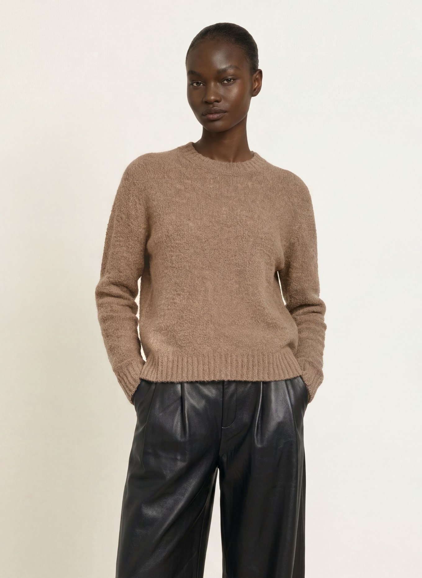 BOSS Pull bouclé FEBISANA: TAUPE