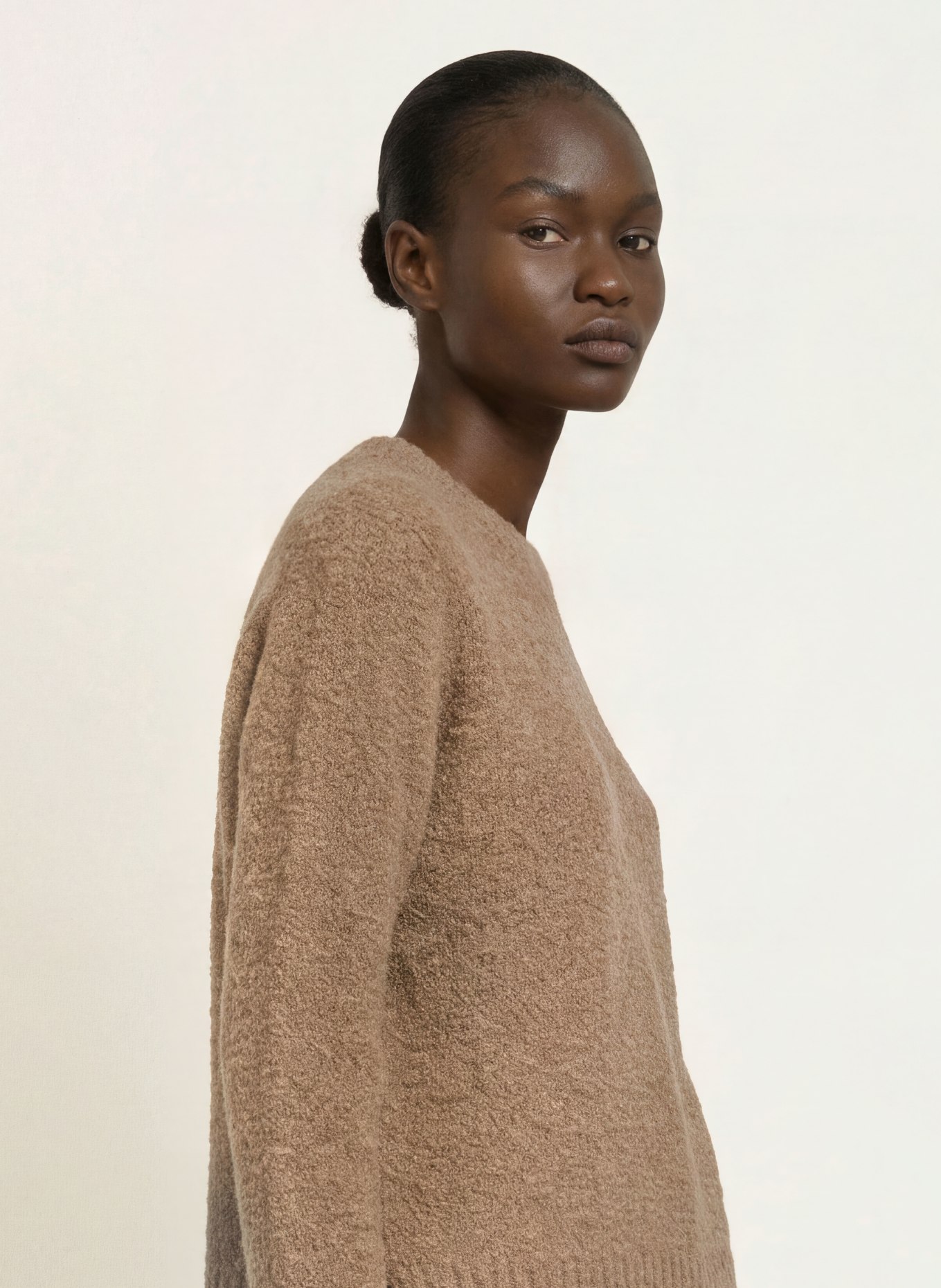 BOSS Pull bouclé FEBISANA: TAUPE