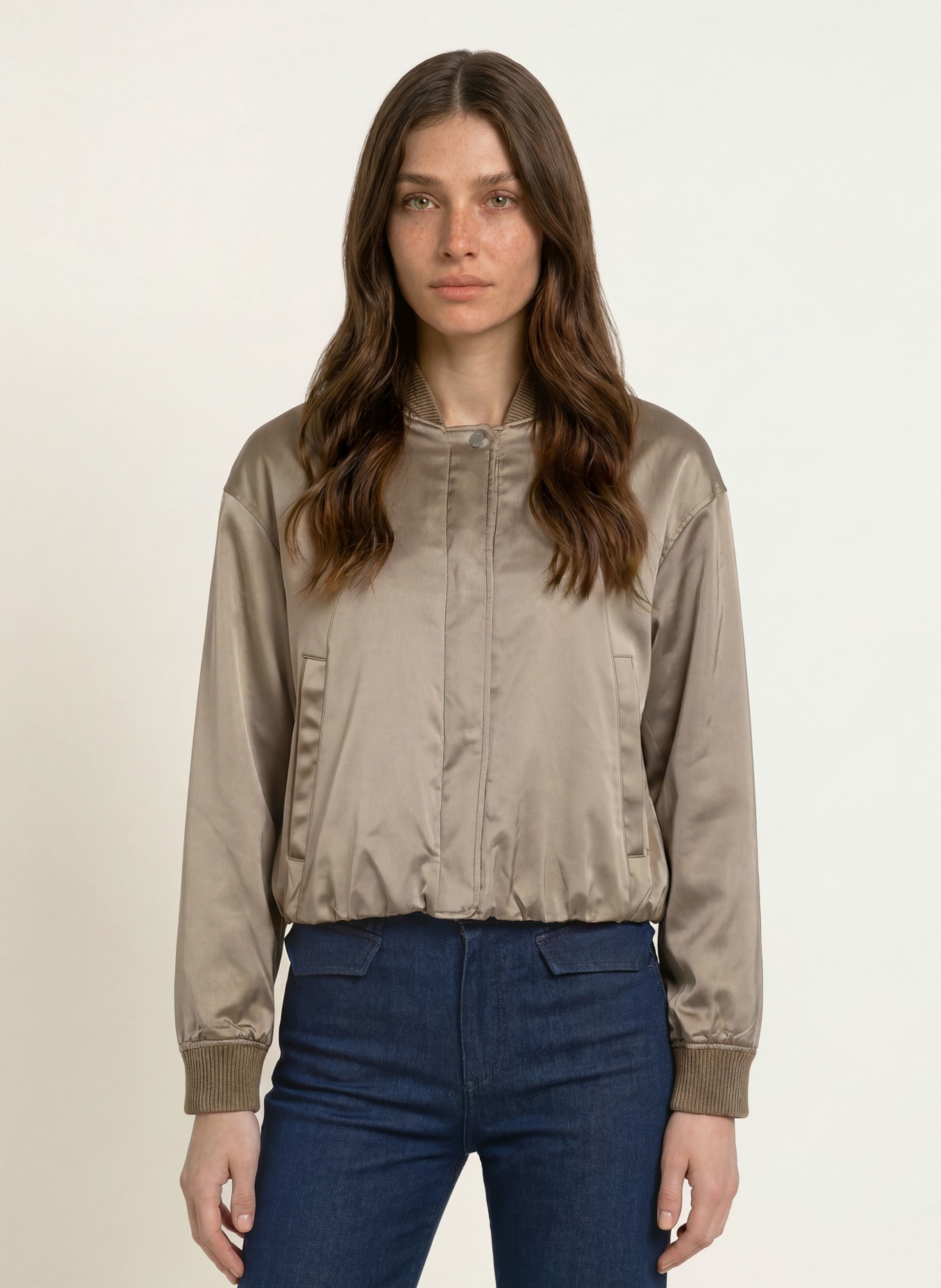 BOSS PETTICALI Satin Blouson: TAUPE