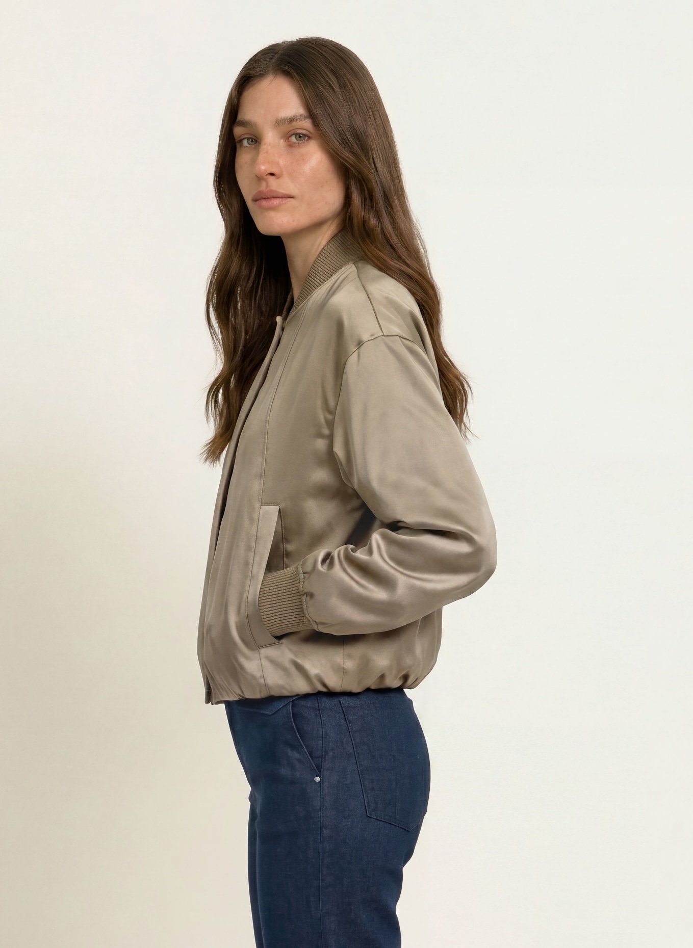 BOSS PETTICALI Satin Blouson: TAUPE