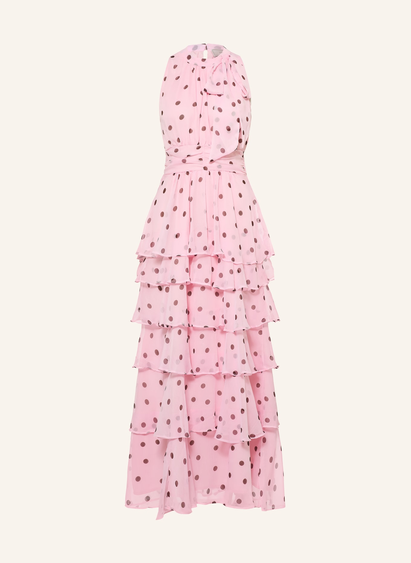 NEO NOIR Robe à col lavallière MARLI: ROSE / MARRON FONCÉ