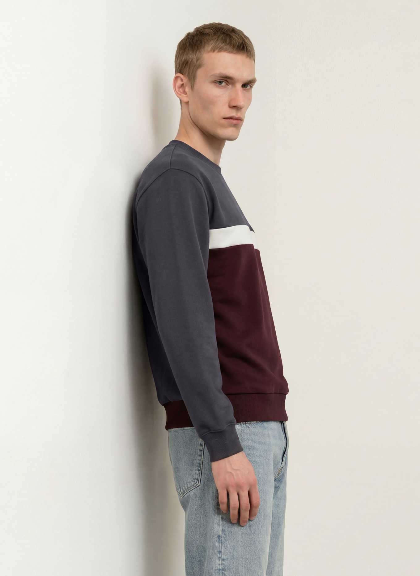 LACOSTE Sweatshirt: MØRKERØD / MØRKEGRÅ / HVID