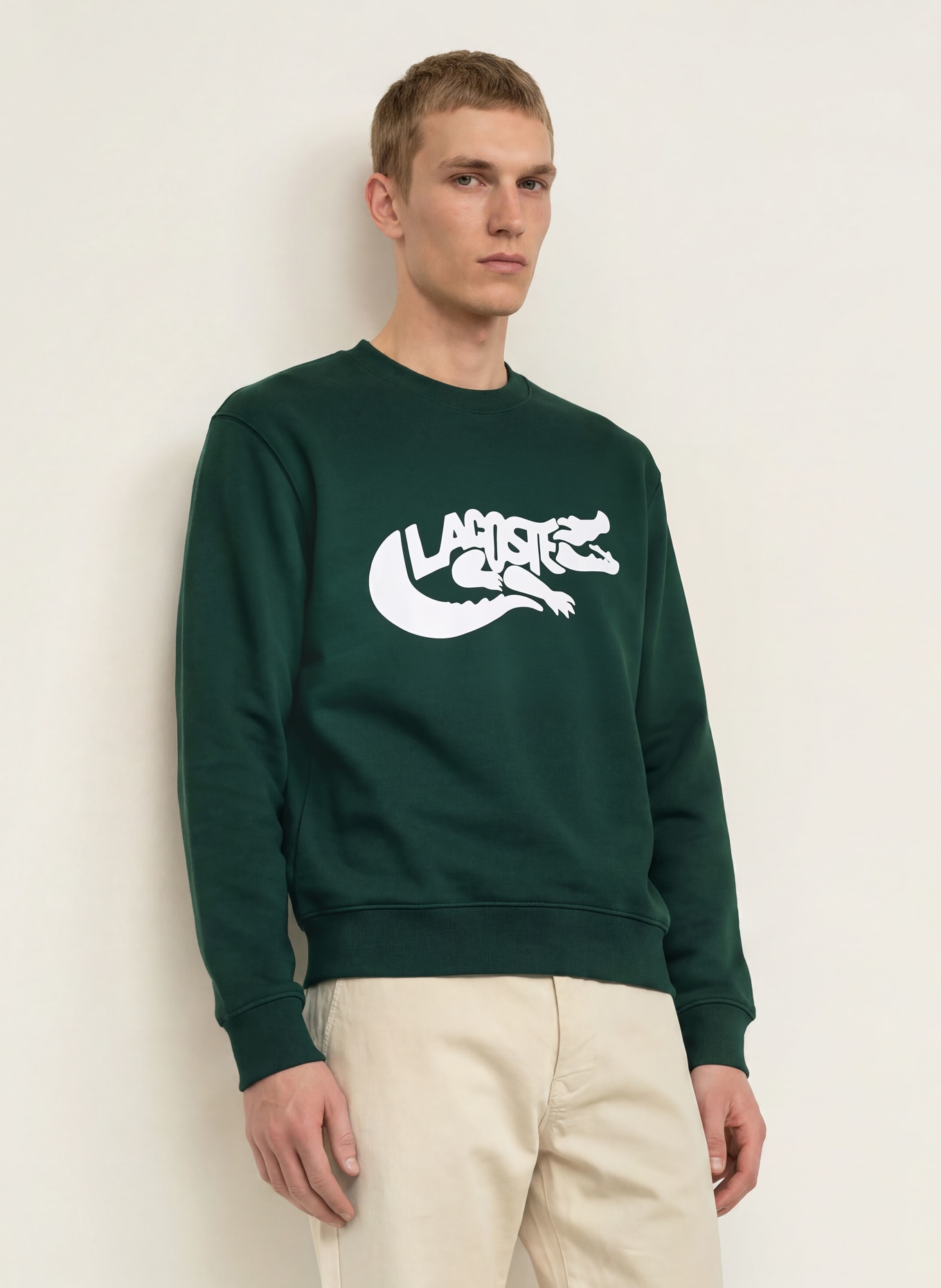 LACOSTE Sweatshirt: DONKERGROEN / WIT
