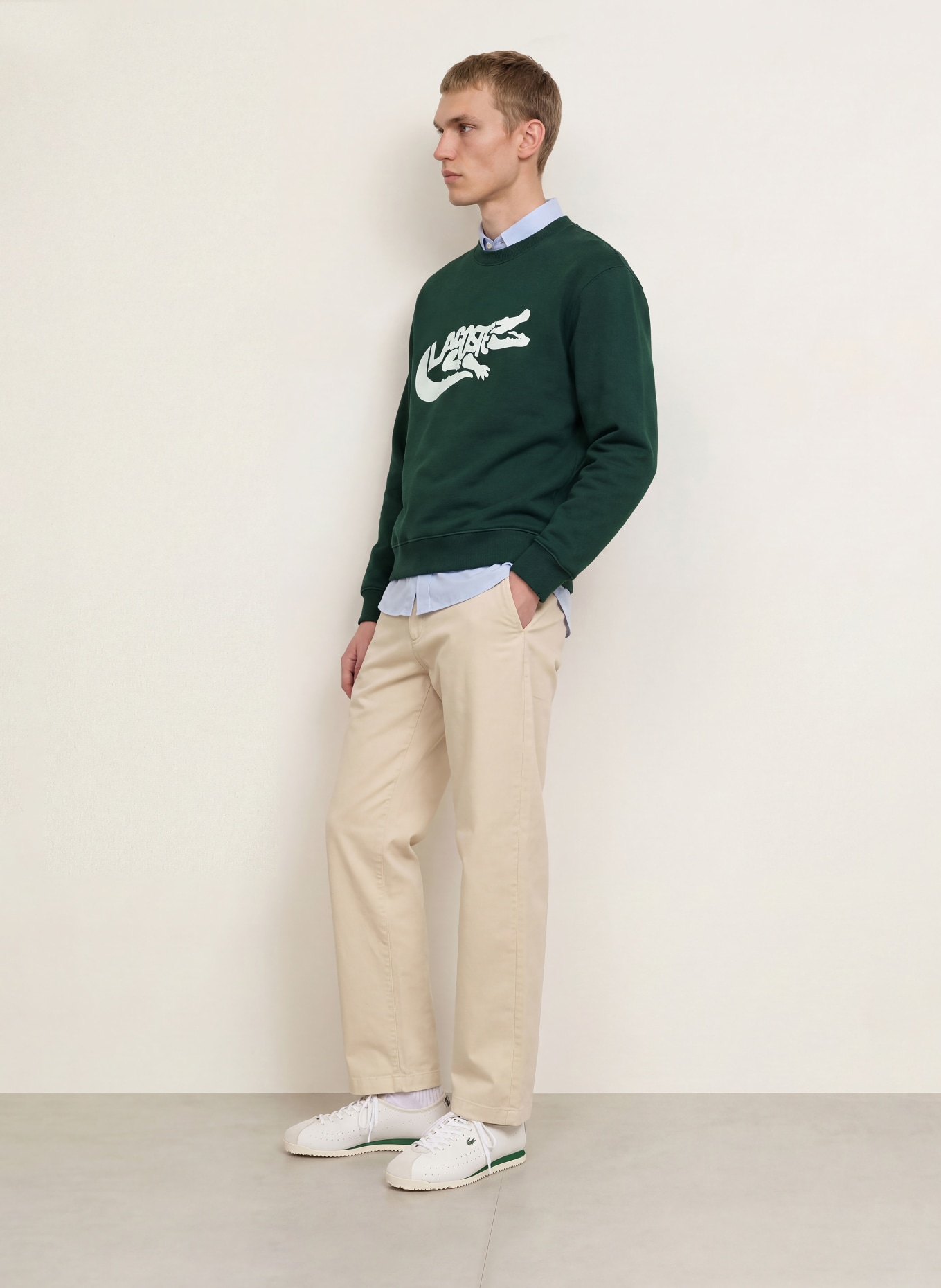LACOSTE Sweatshirt: DONKERGROEN / WIT