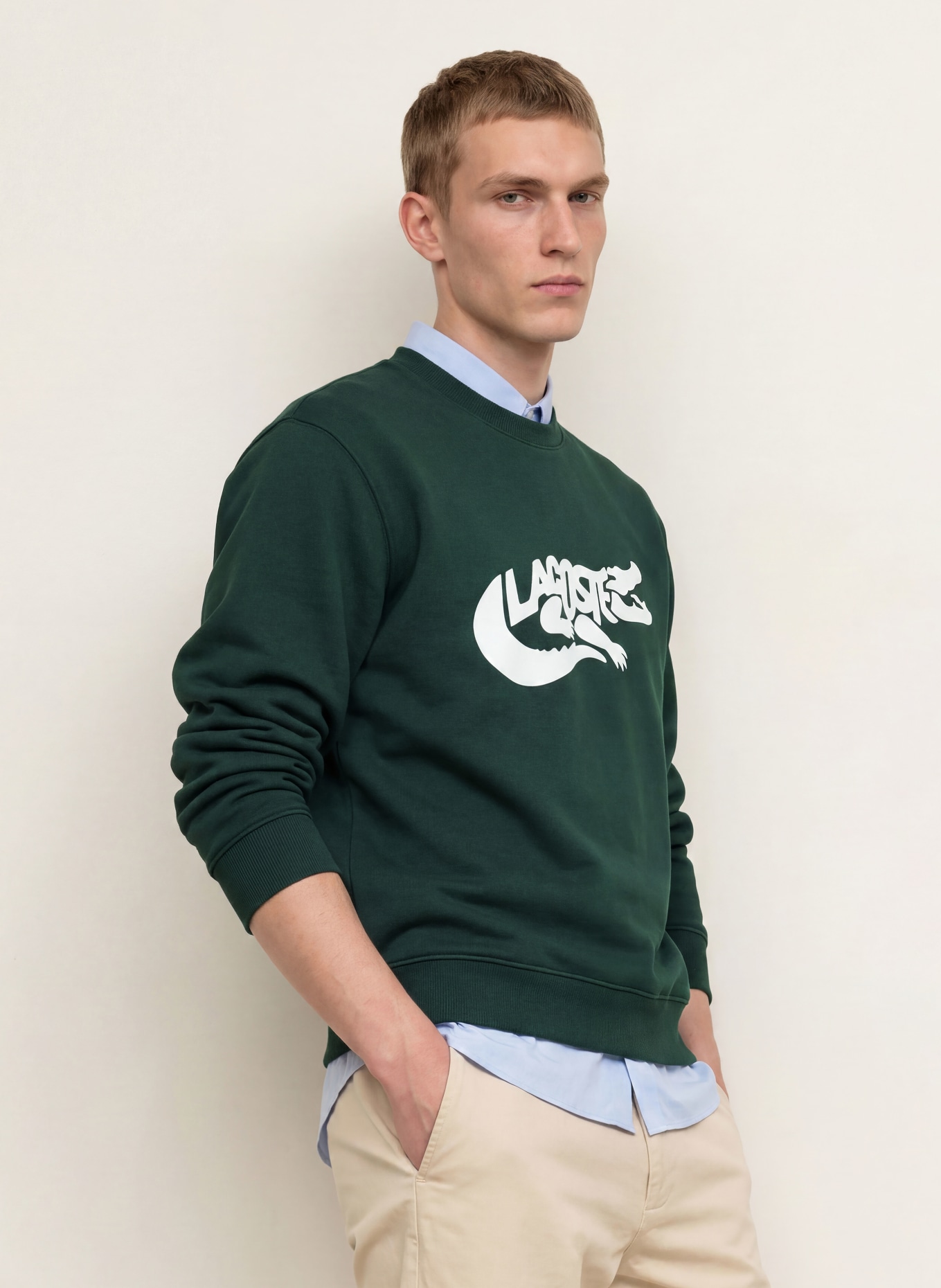 LACOSTE Sweatshirt: DONKERGROEN / WIT