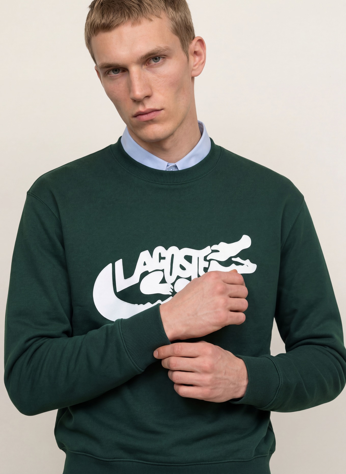 LACOSTE Sweatshirt: DONKERGROEN / WIT