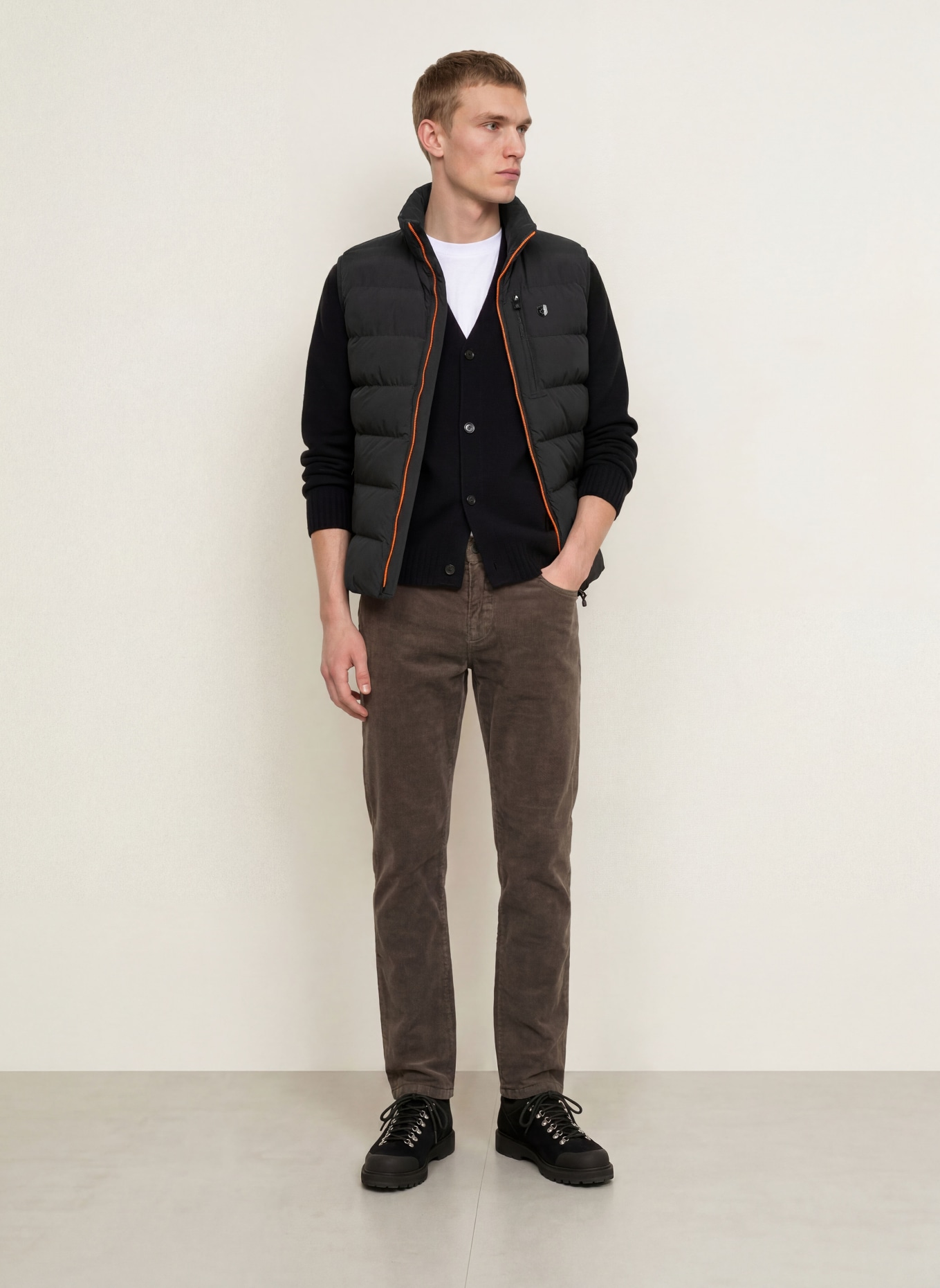 WELLENSTEYN Gewatteerd vest BLACKBIRD: ZWART / NEONORANJE