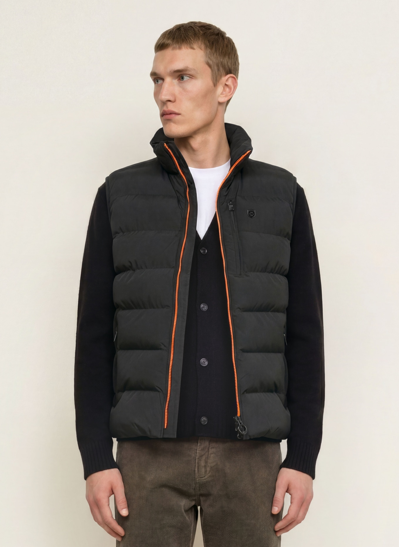 WELLENSTEYN Gewatteerd vest BLACKBIRD: ZWART / NEONORANJE