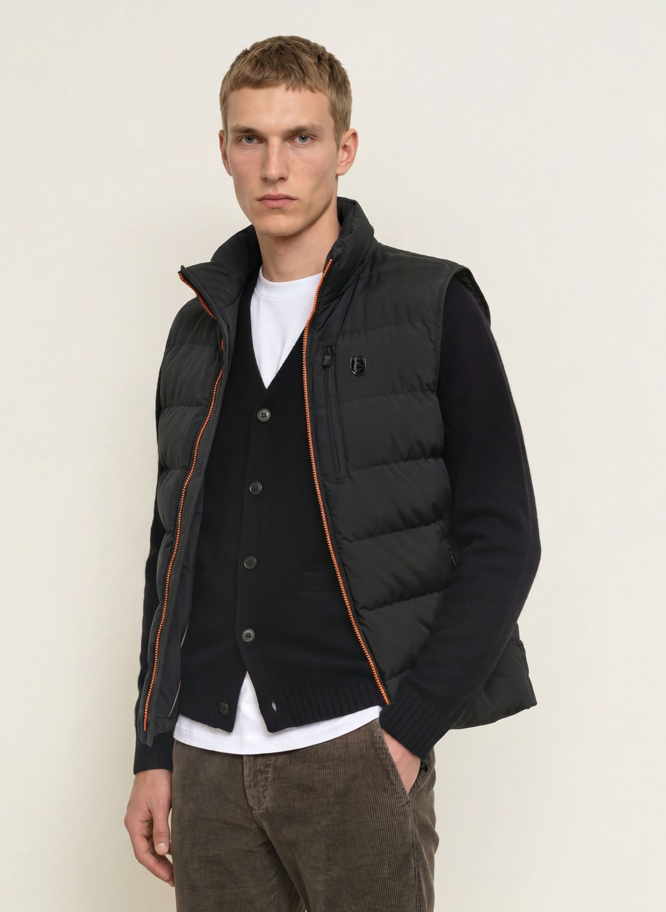 WELLENSTEYN Gewatteerd vest BLACKBIRD: ZWART / NEONORANJE