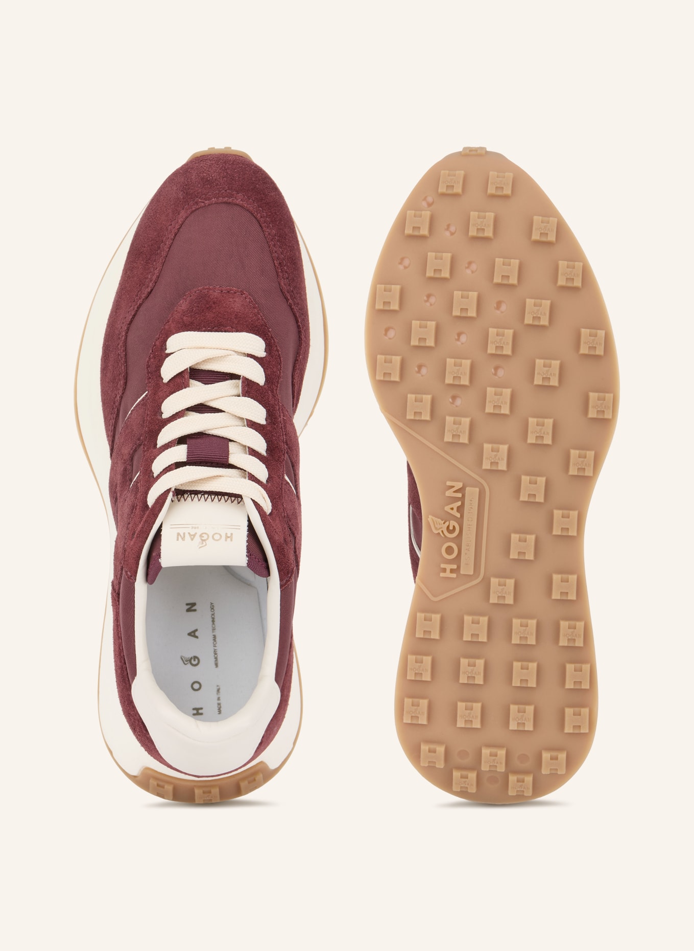 HOGAN Sneaker H641: DUNKELROT / CREME