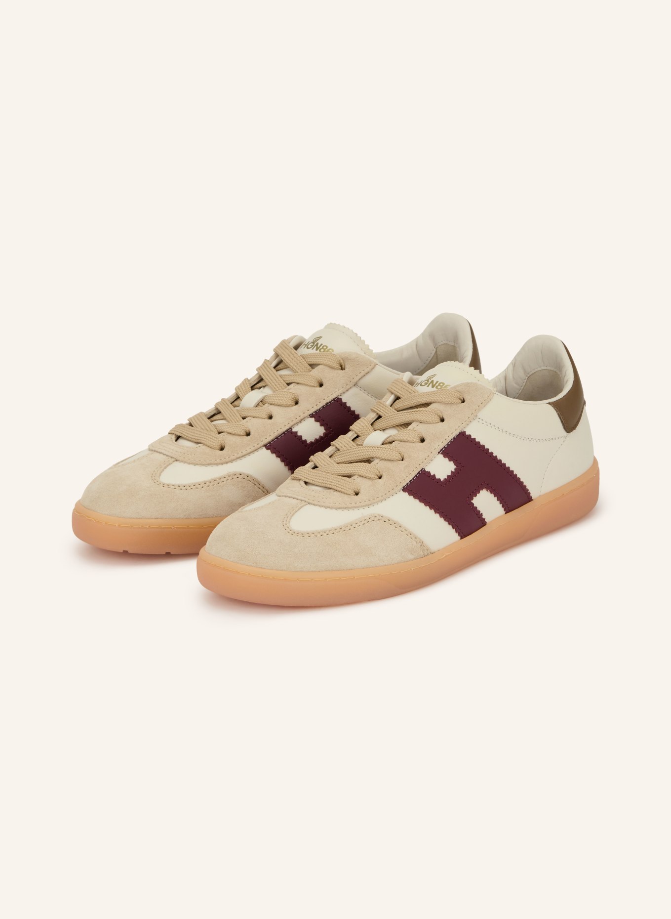 HOGAN Sneakers COOL: BEIGE / CREME / DUNKELROT