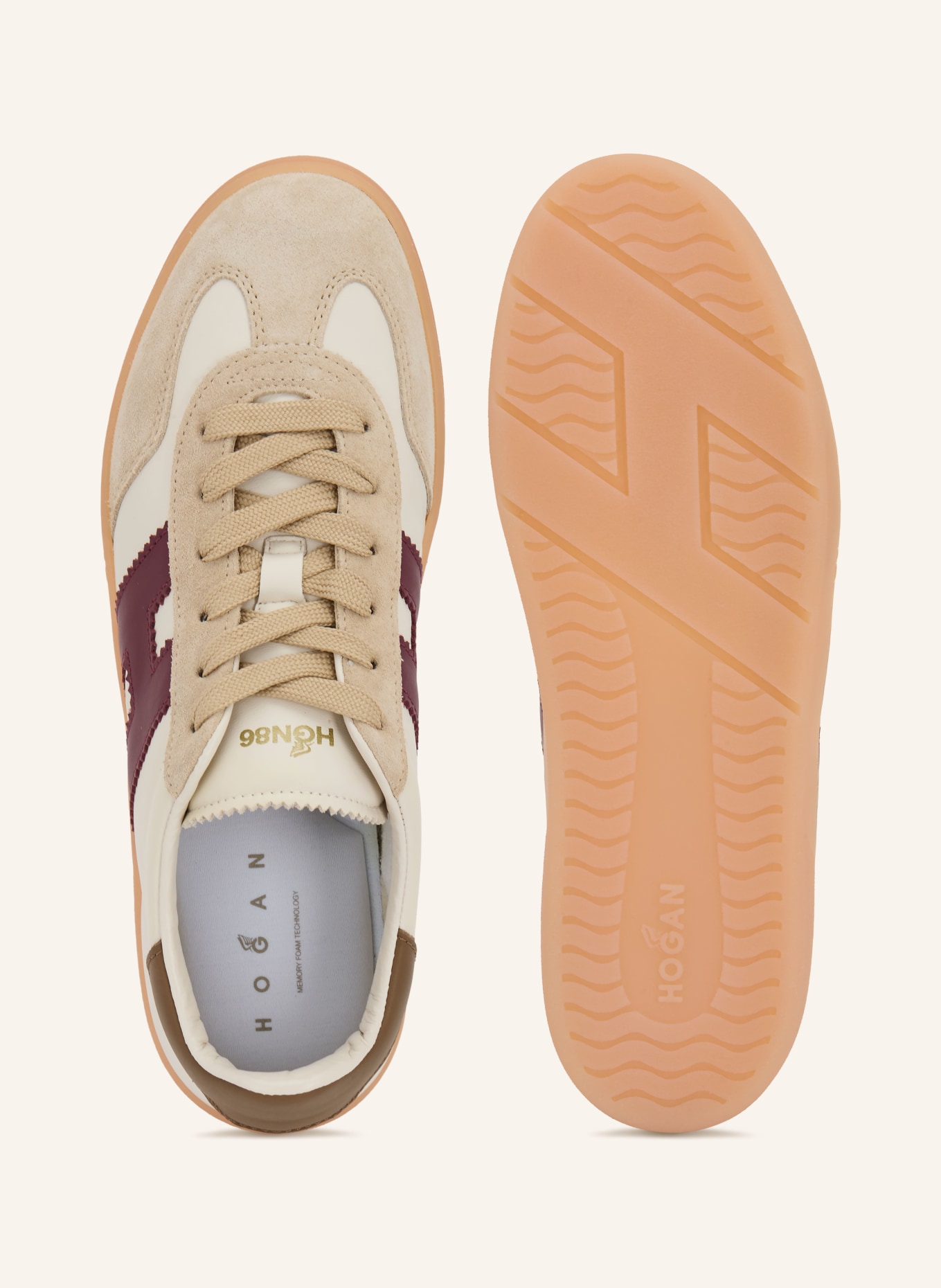 HOGAN Sneakers COOL: BEIGE / CREME / DUNKELROT
