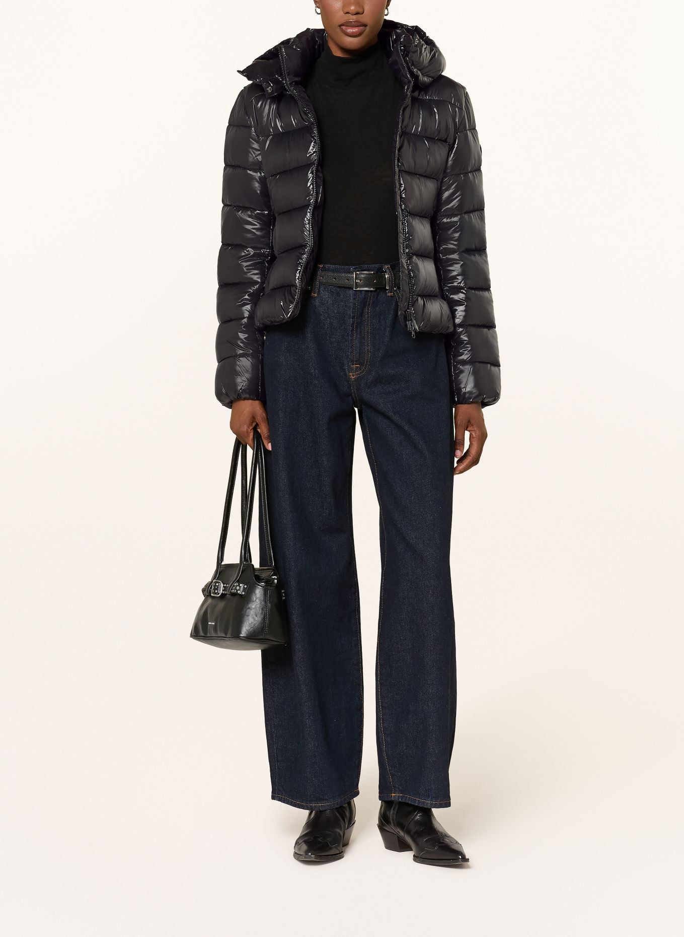 SAVE THE DUCK Steppjacke COSMARY mit abnehmbarer Kapuze: SCHWARZ