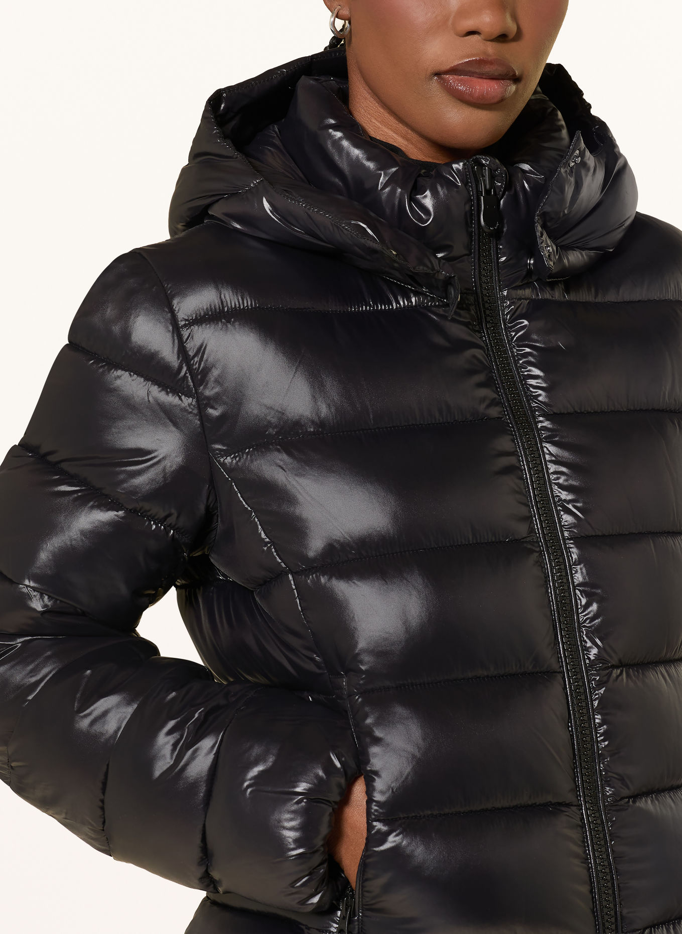 SAVE THE DUCK Steppjacke COSMARY mit abnehmbarer Kapuze: SCHWARZ