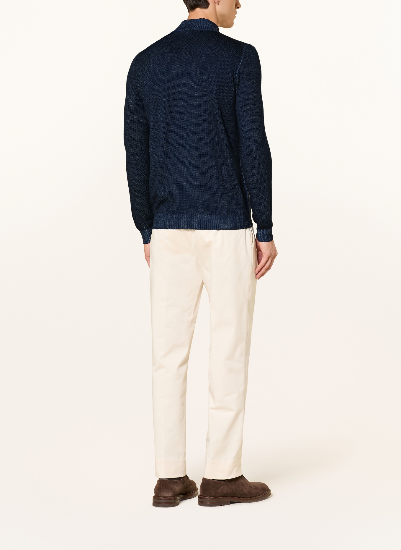 FEDELI Pull col zippé: BLEU FONCÉ