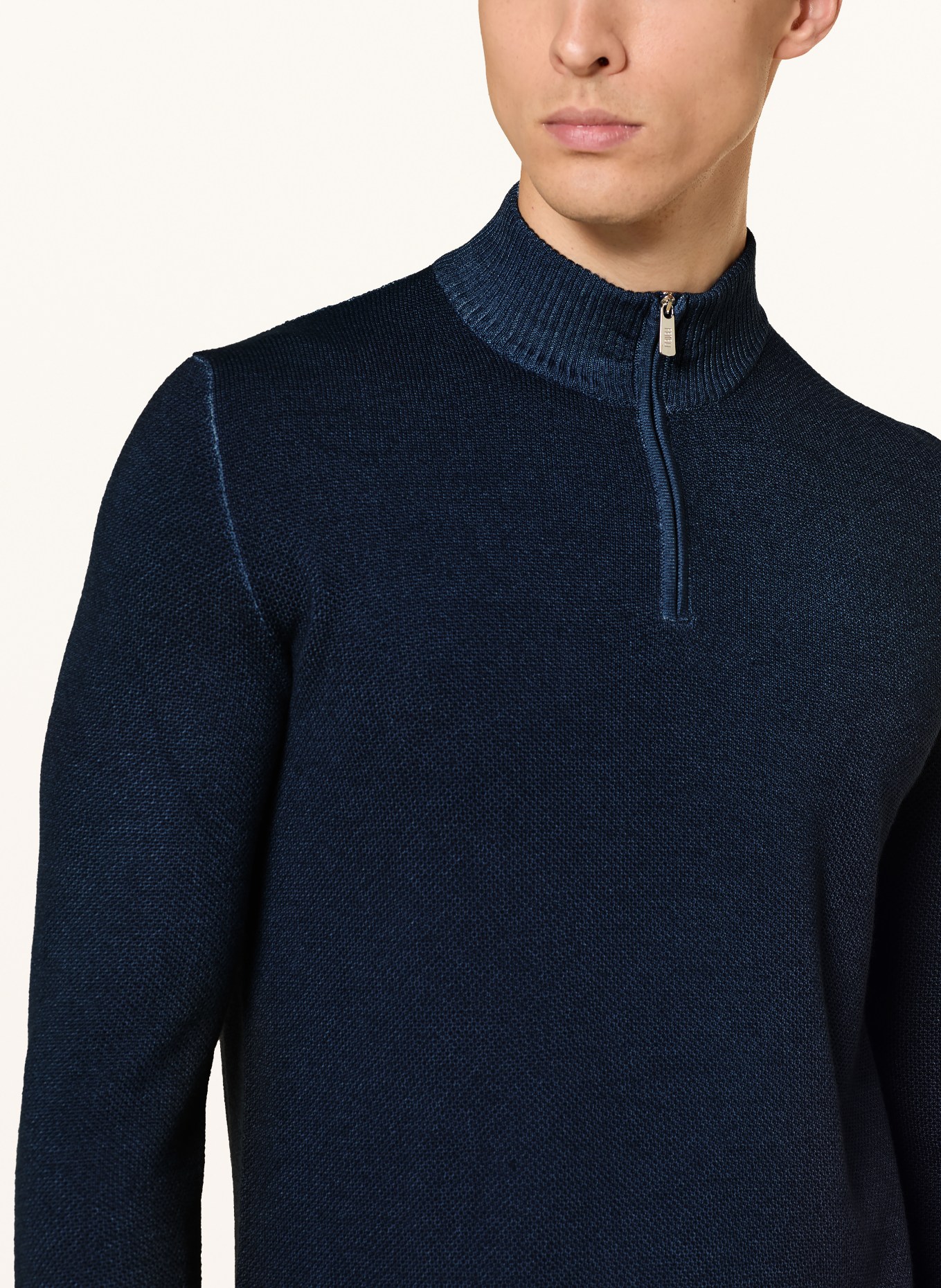 FEDELI Pull col zippé: BLEU FONCÉ