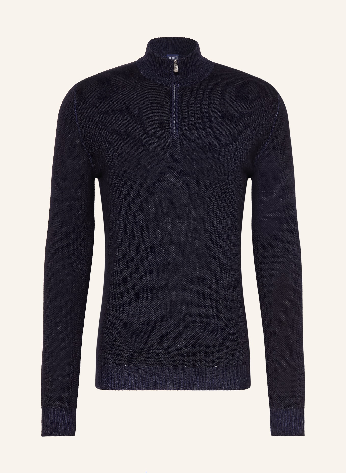 FEDELI Pull col zippé: BLEU FONCÉ