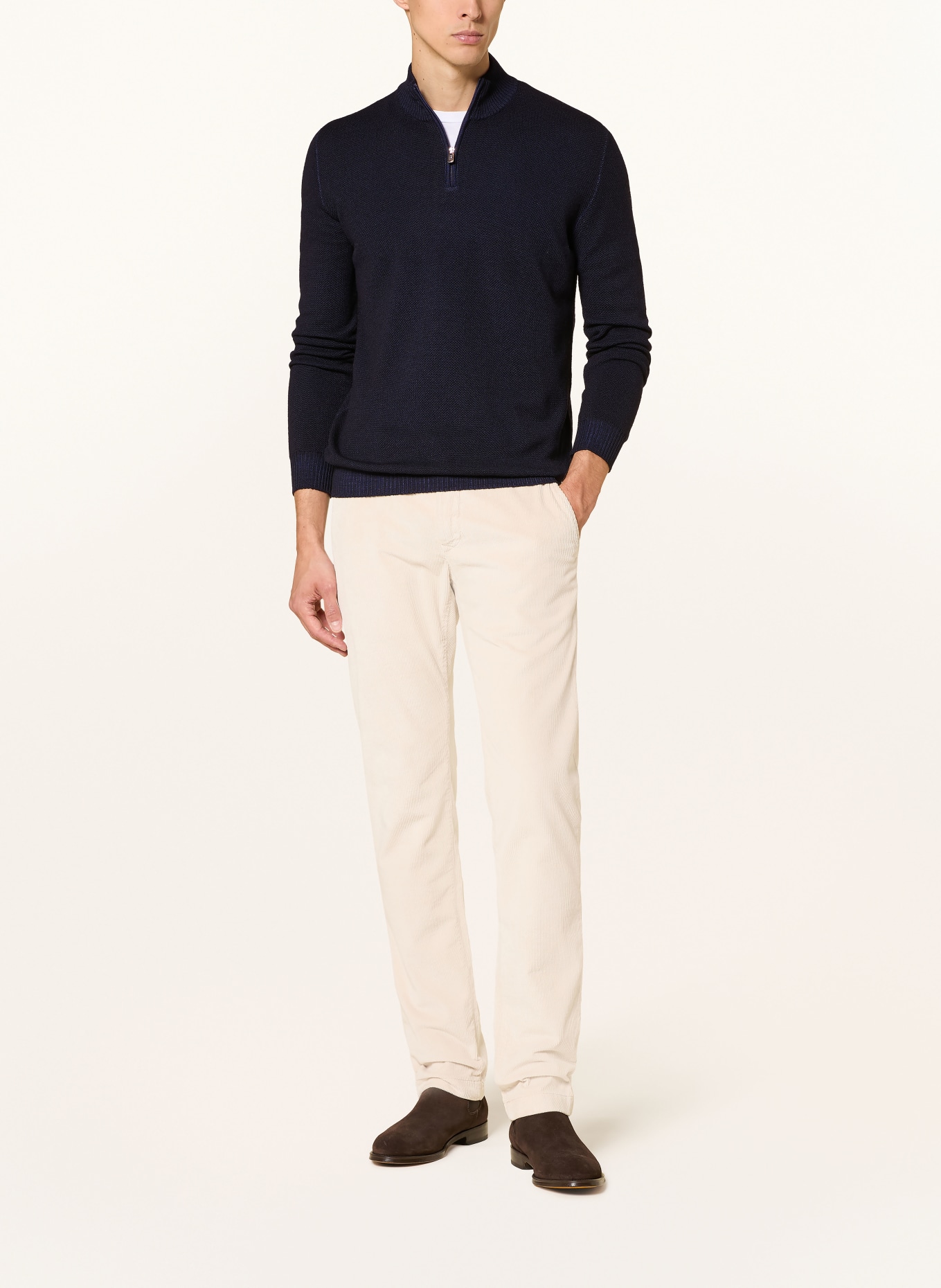 FEDELI Pull col zippé: BLEU FONCÉ