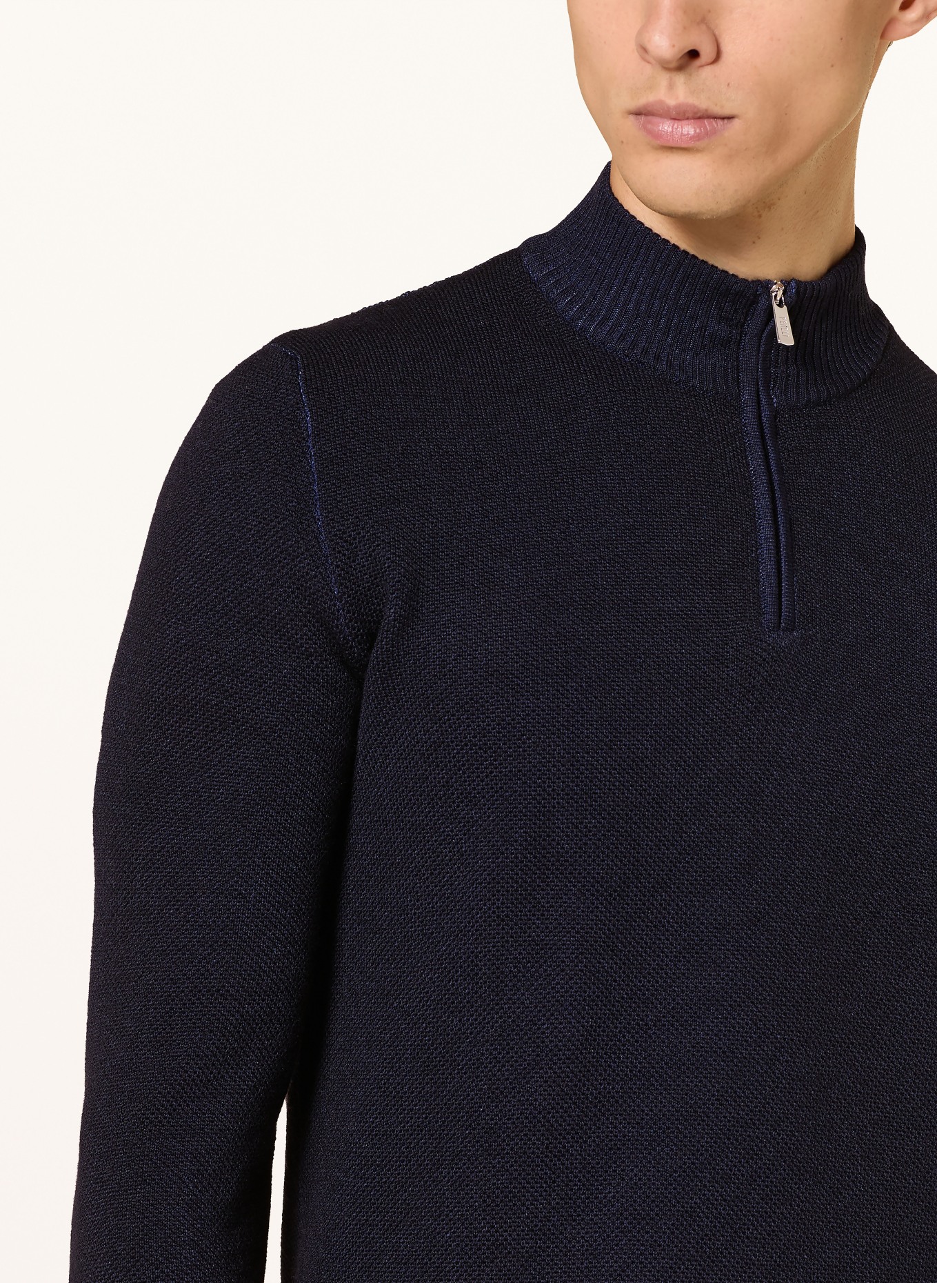 FEDELI Pull col zippé: BLEU FONCÉ