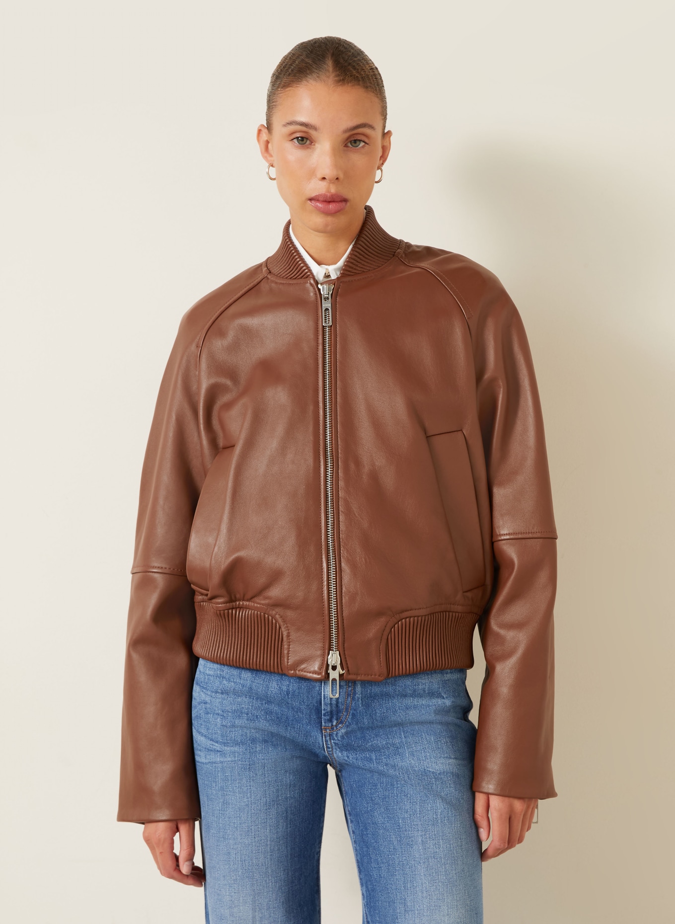 SPORTMAX Lederjacke AMOUR: BRAUN
