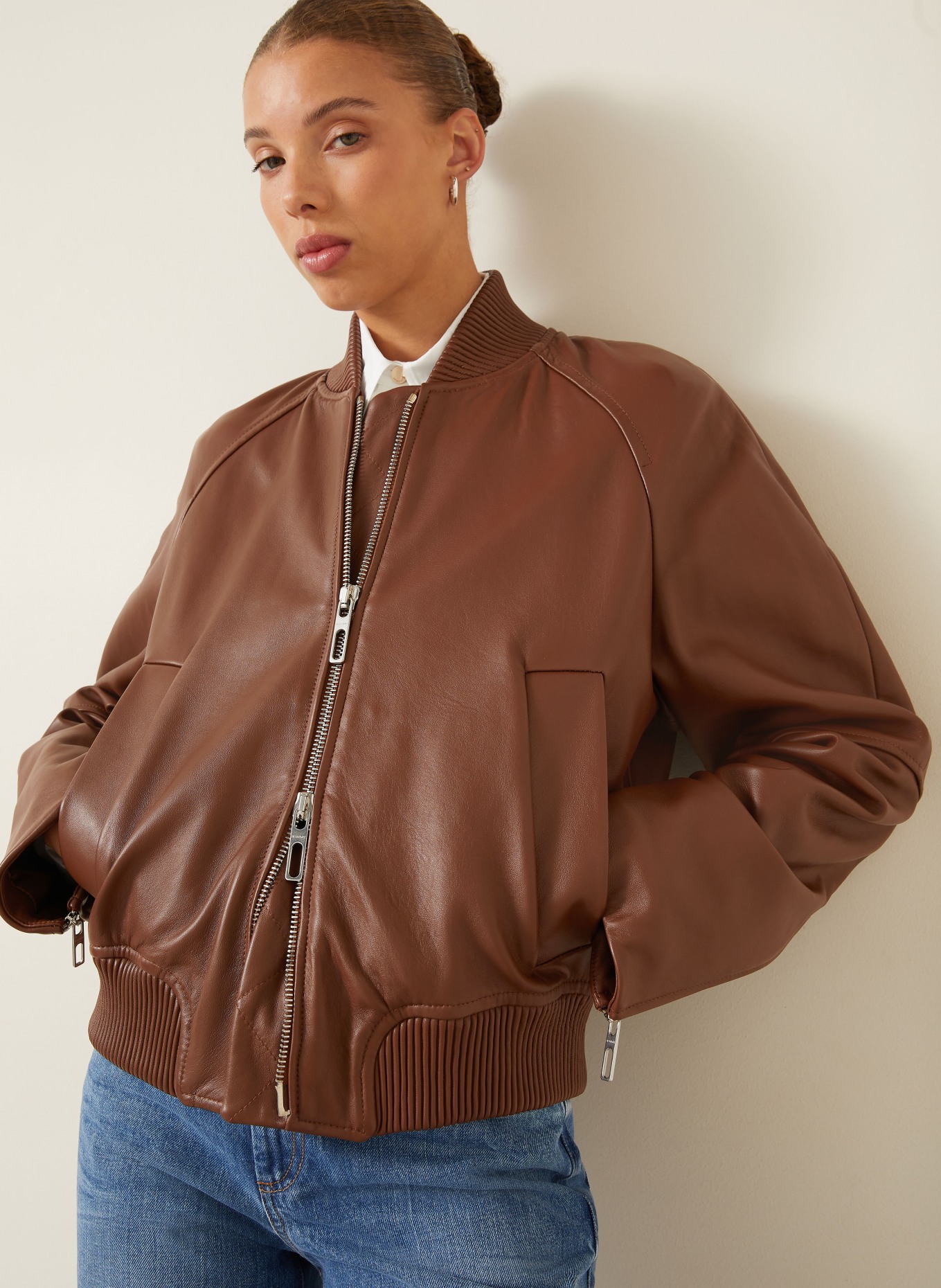 SPORTMAX Lederjacke AMOUR: BRAUN