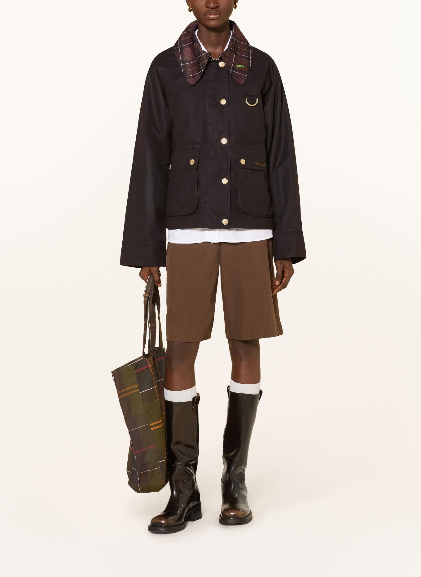 Barbour ICONS SPEY Jacket: DARK BROWN / BEIGE / DARK RED
