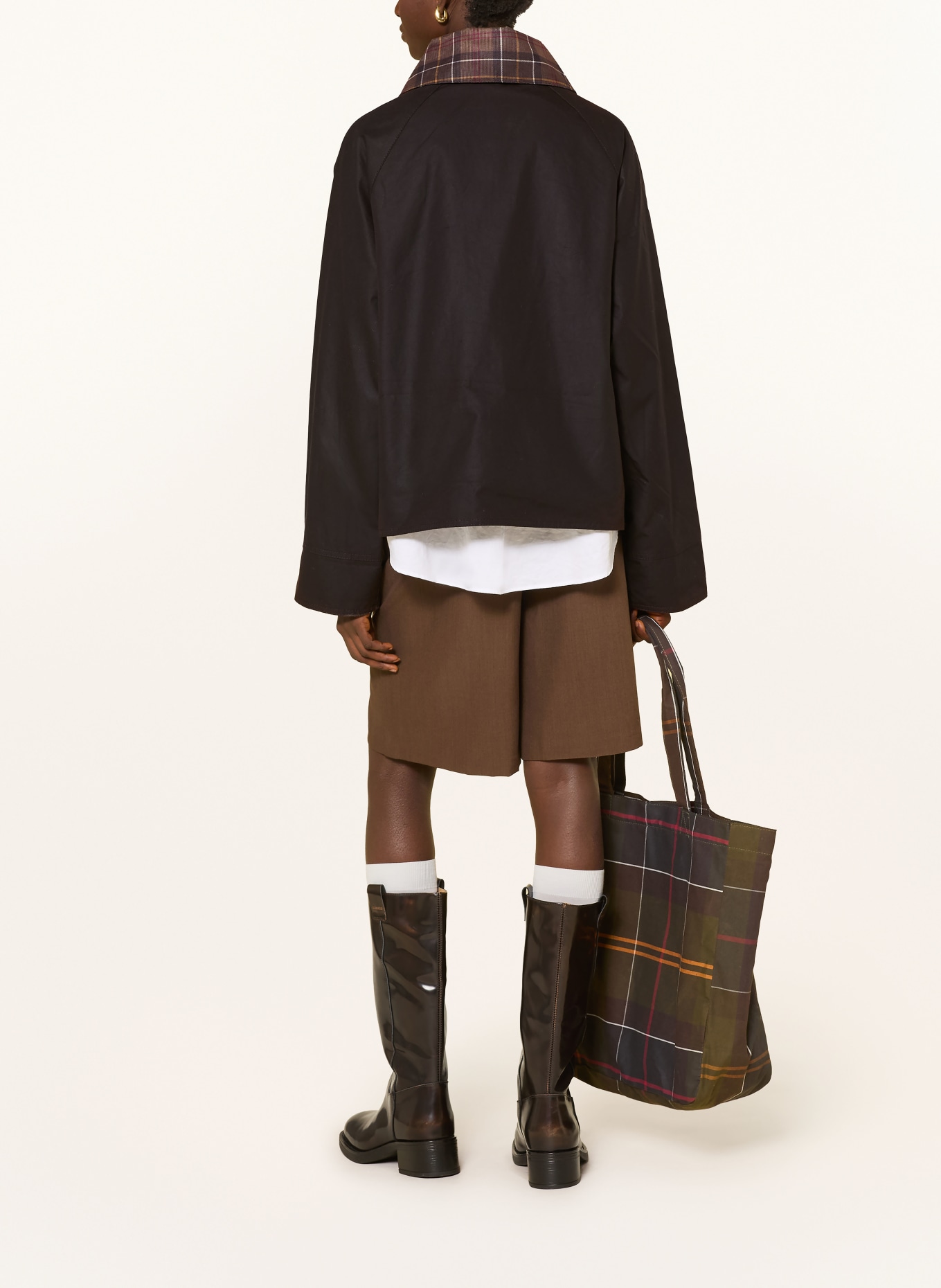 Barbour ICONS SPEY Jacket: DARK BROWN / BEIGE / DARK RED