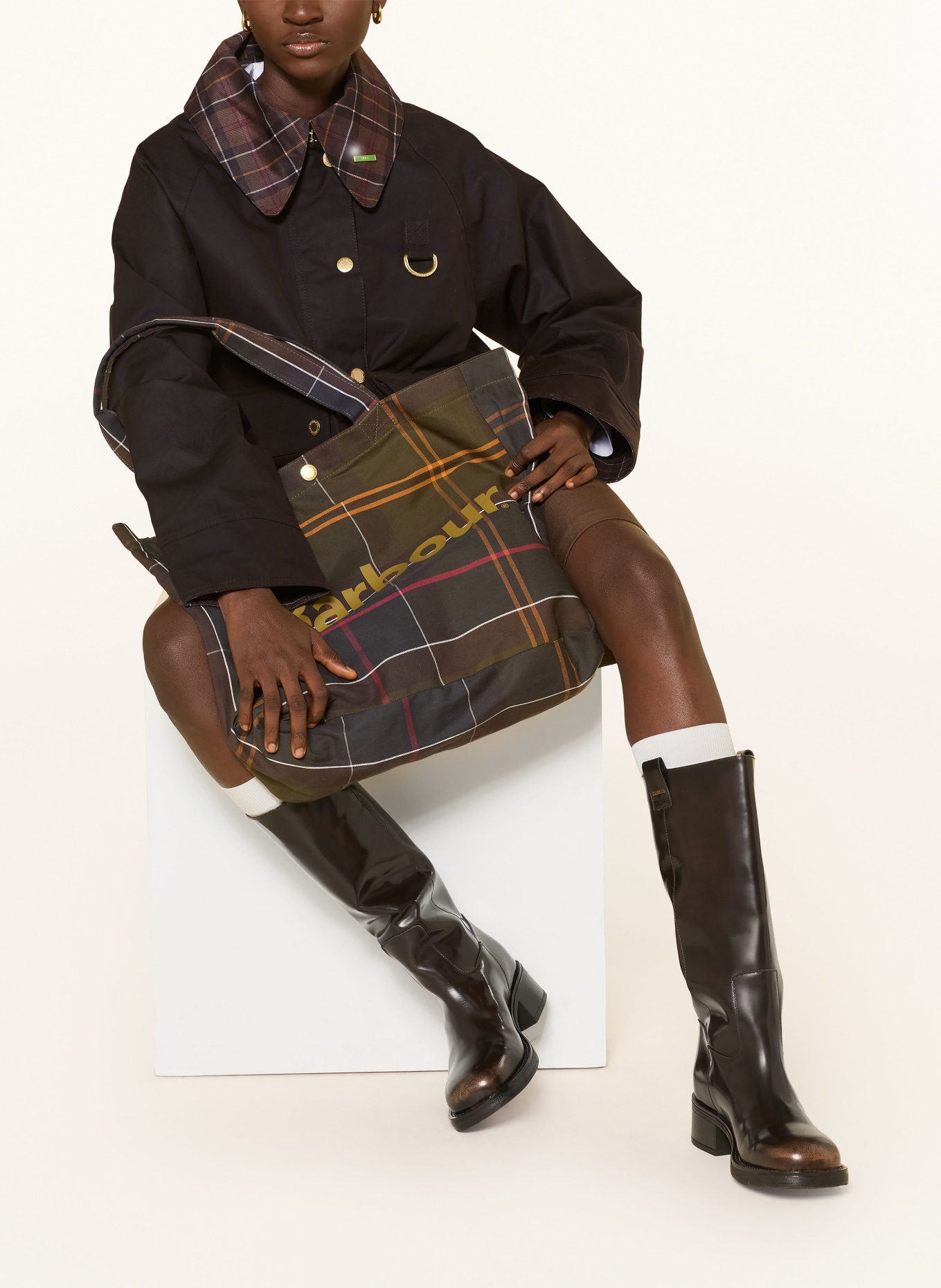 Barbour ICONS SPEY Jacket: DARK BROWN / BEIGE / DARK RED