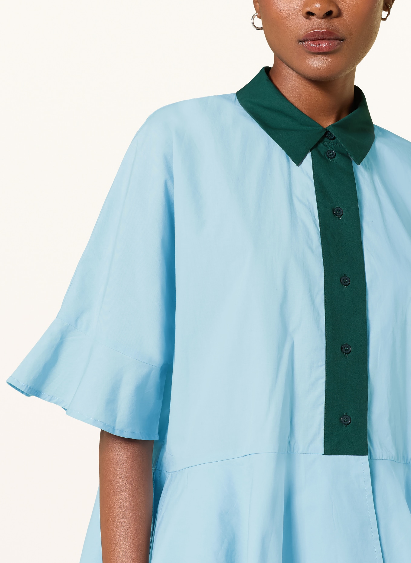 ESSENTIEL ANTWERP Bluza KAYLEE cu mâneci 3/4: ALBASTRU DESCHIS / VERDE ÎNCHIS