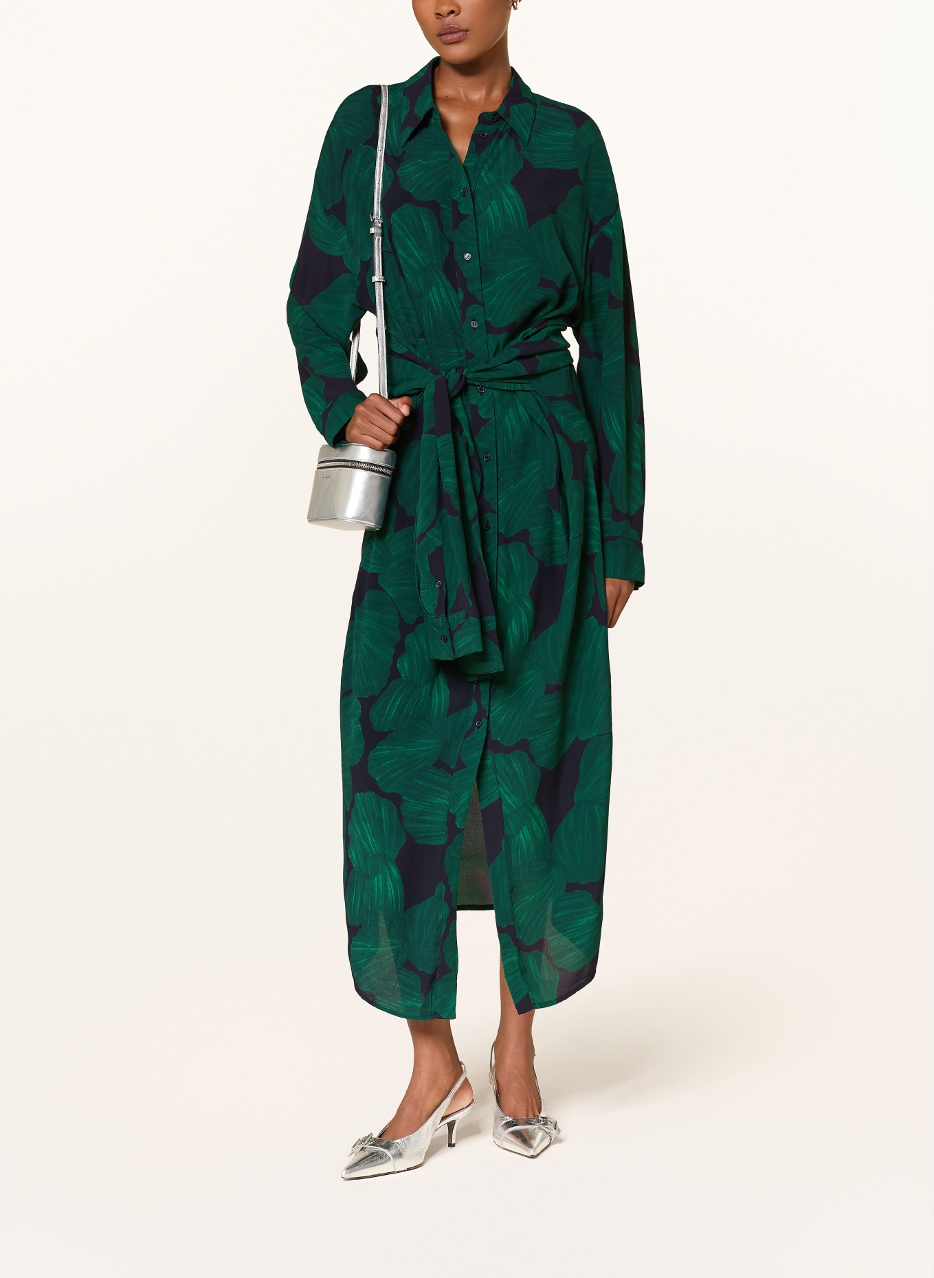 ESSENTIEL ANTWERP Blousejurk KAMILA: DONKERGROEN / DONKERBLAUW