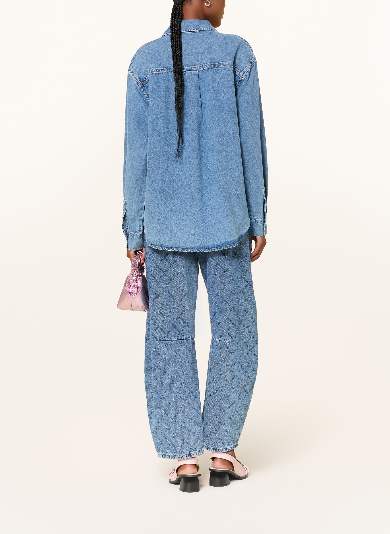 ESSENTIEL ANTWERP Jeansy typu barrel KATSU: AQ04 Aquamarine