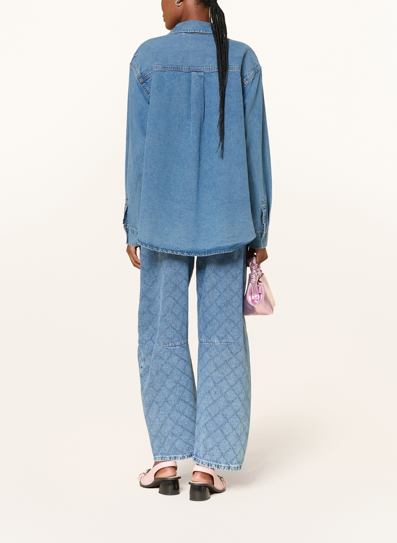ESSENTIEL ANTWERP Denimblouse KONNECTION met sierstenen: BLAUW