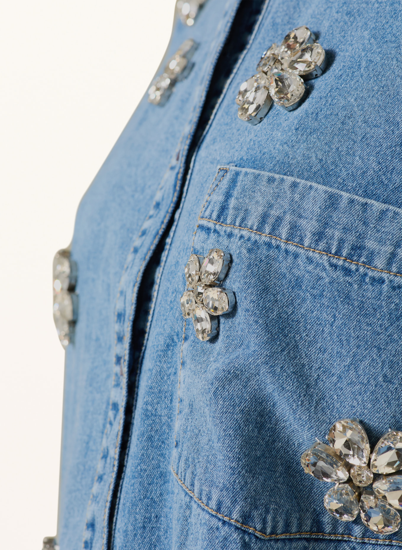 ESSENTIEL ANTWERP Denimblouse KONNECTION met sierstenen: BLAUW