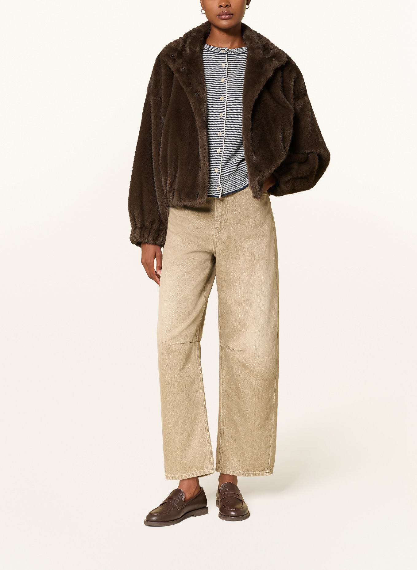 WEEKEND Max Mara ANEMONE Faux Fur Jacket: DARK BROWN