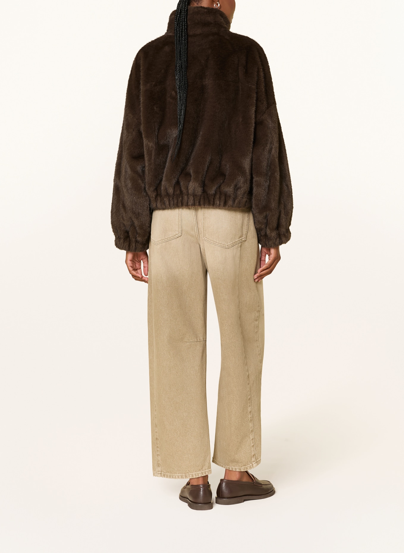 WEEKEND Max Mara ANEMONE Faux Fur Jacket: DARK BROWN