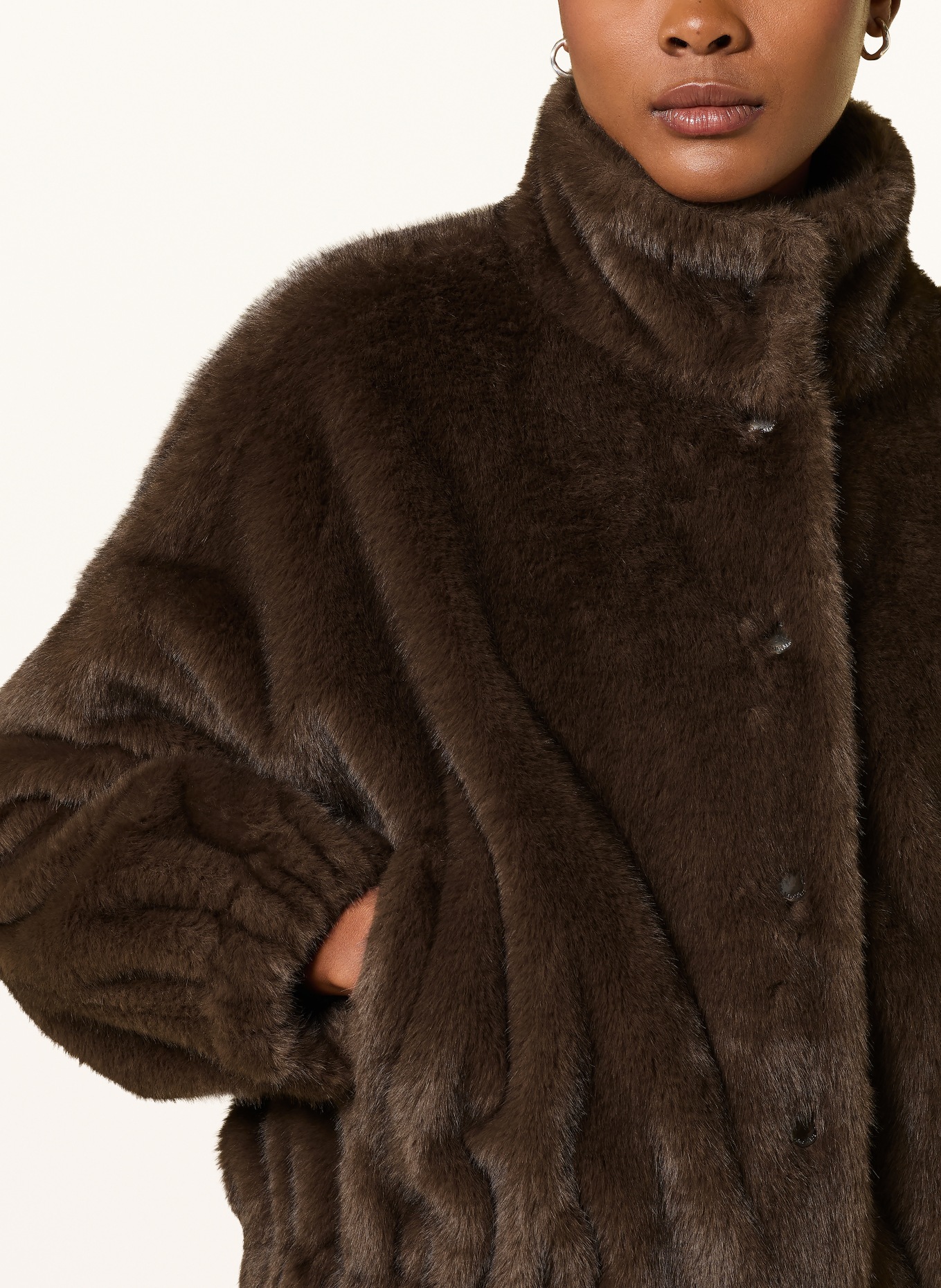 WEEKEND Max Mara ANEMONE Faux Fur Jacket: DARK BROWN