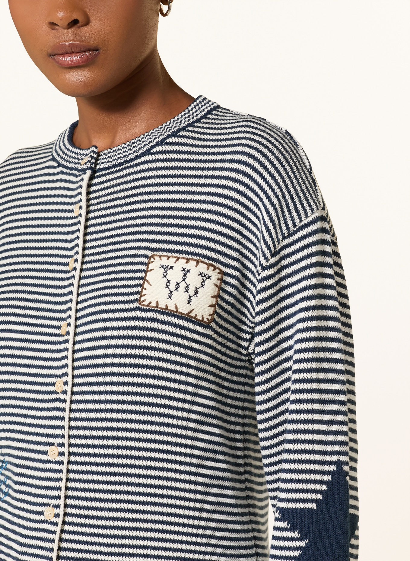 WEEKEND Max Mara Stickad kofta TEIERA: MÖRKBLÅ / VIT