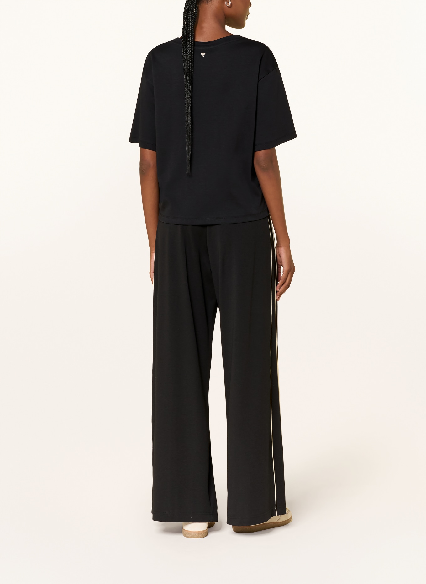 WEEKEND Max Mara Marlene-byxor GODEZIA i jersey med resår: SVART / GRÄDDE
