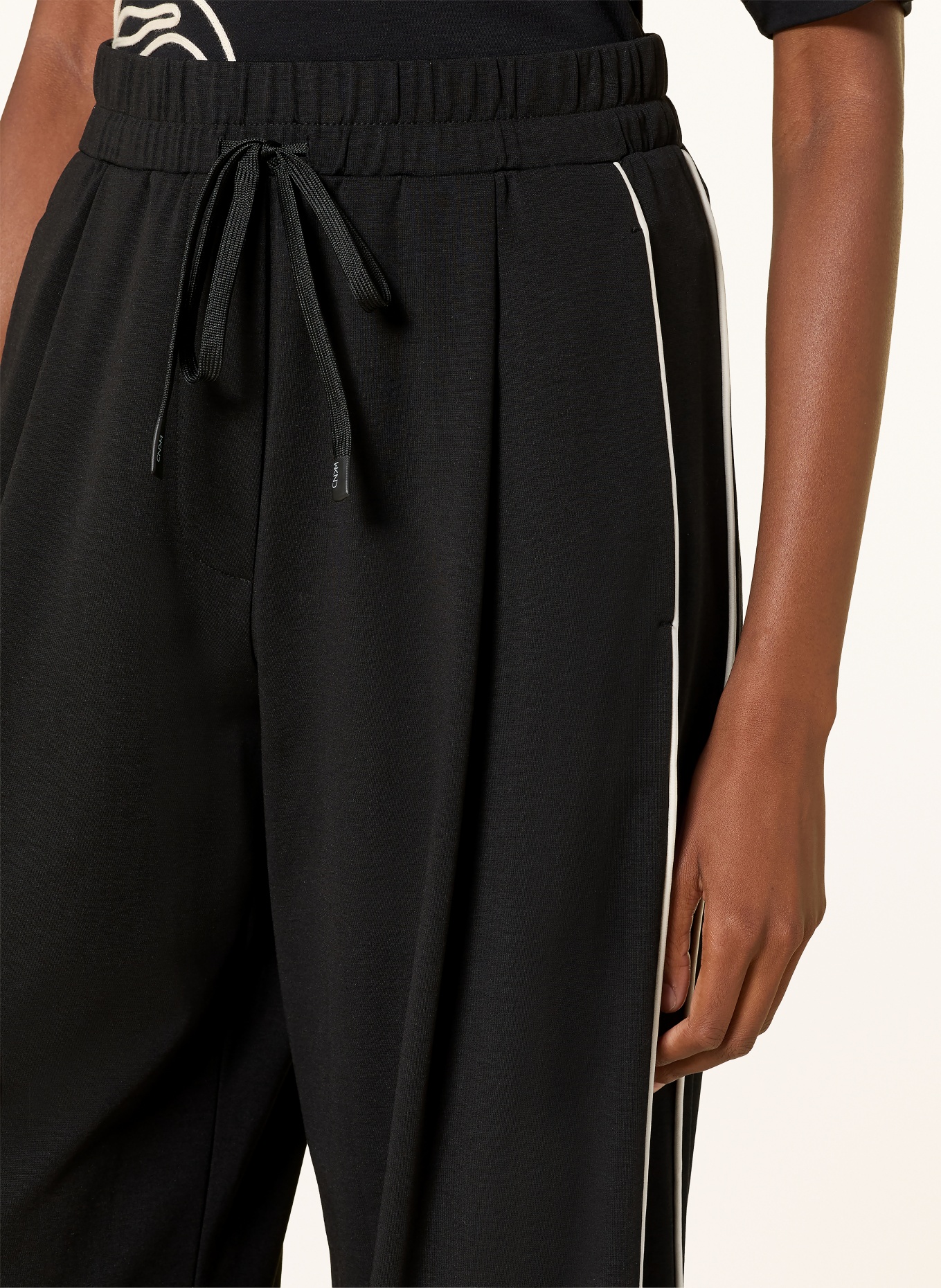 WEEKEND Max Mara Marlene-byxor GODEZIA i jersey med resår: SVART / GRÄDDE