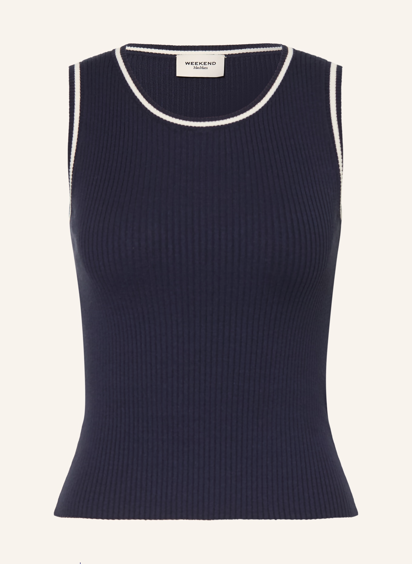 WEEKEND Max Mara TARO Knit Top: DARK BLUE / WHITE