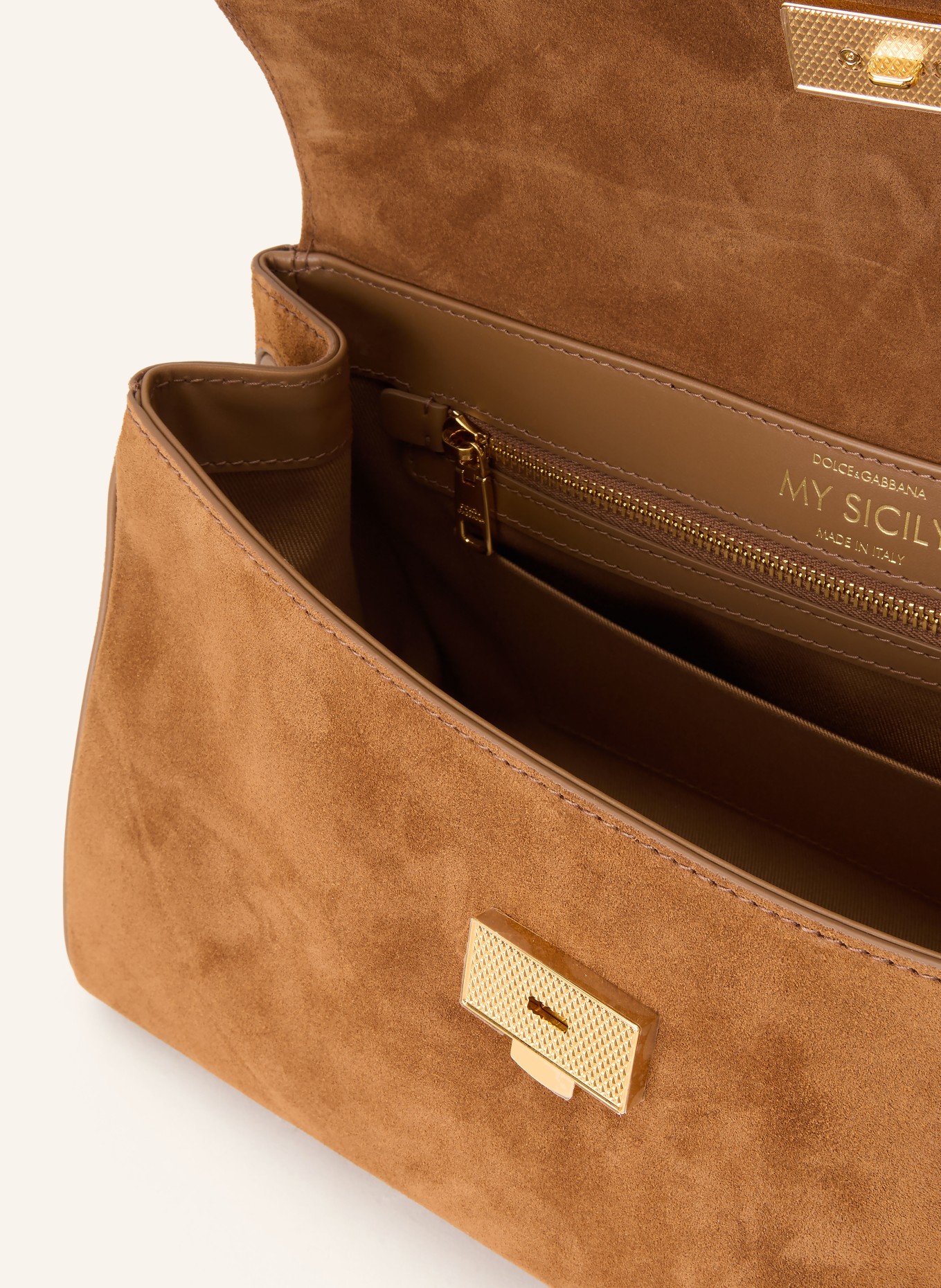 DOLCE & GABBANA MY SICILY MEDIUM Handbag: COGNAC / GOLD