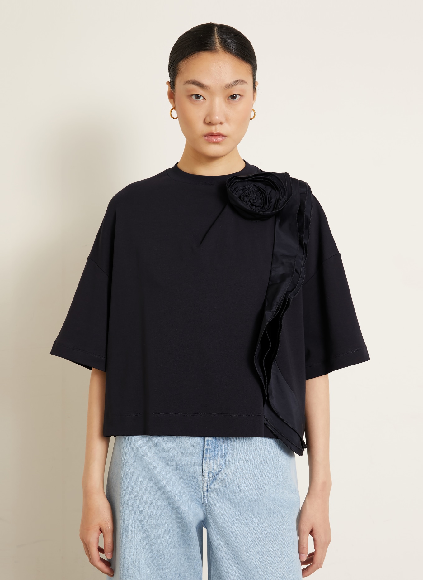 Max Mara Tricou ERA cu volane: ALBASTRU ÎNCHIS