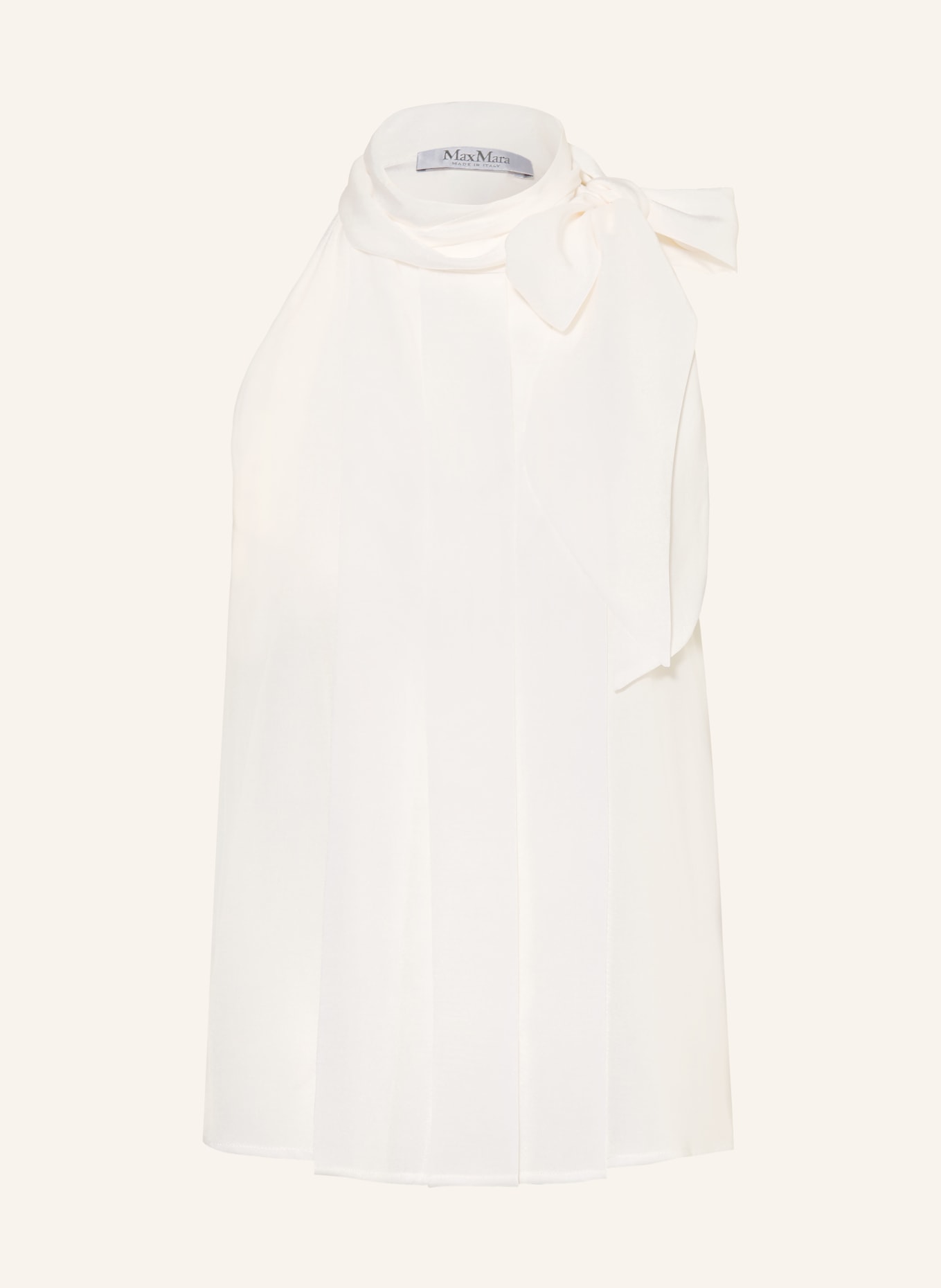 Max Mara FUNE Silk Blouse Top with Bow: WHITE