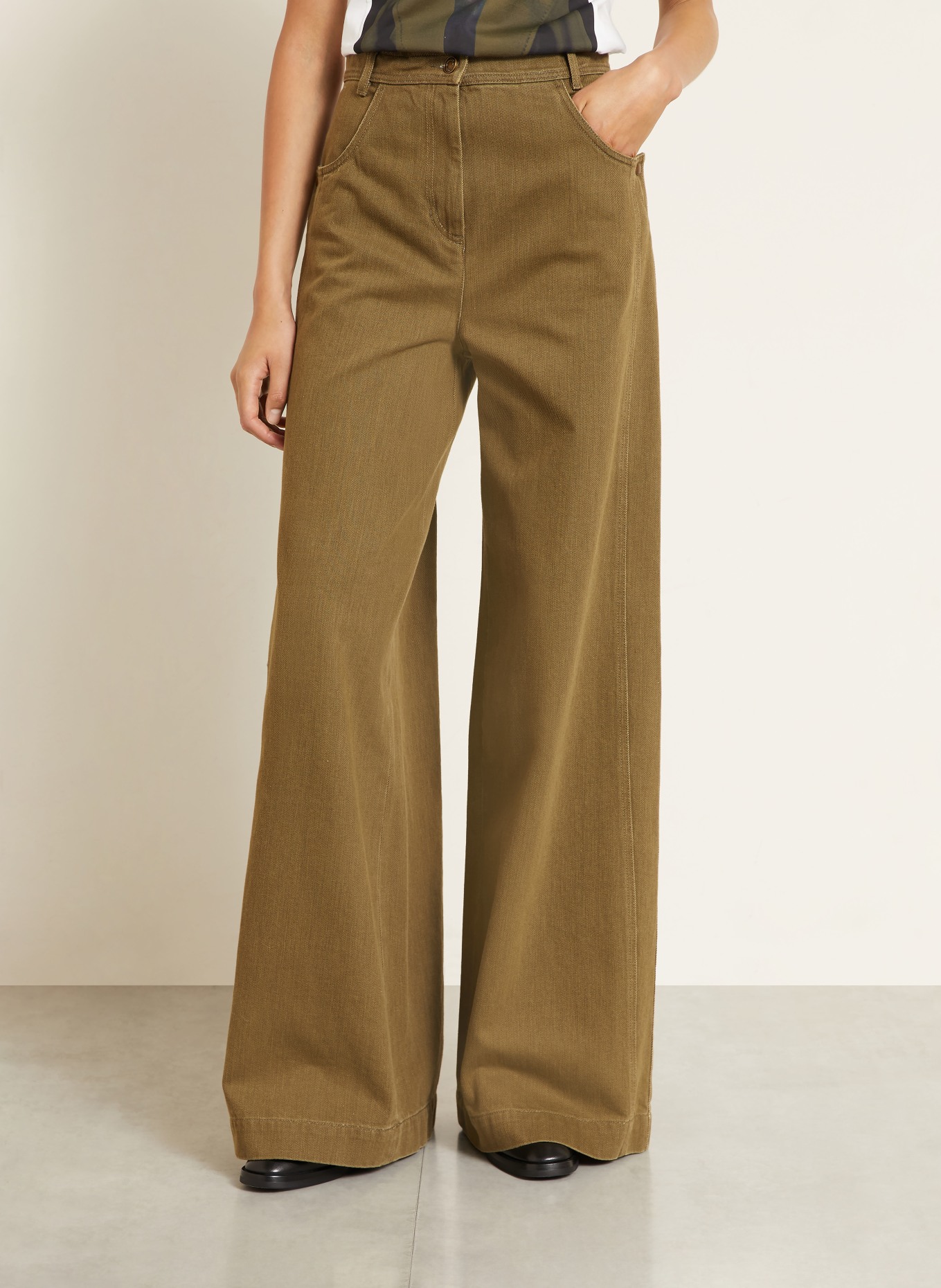 Max Mara ALAMARO Wide-Leg jeans: 002 khaki green