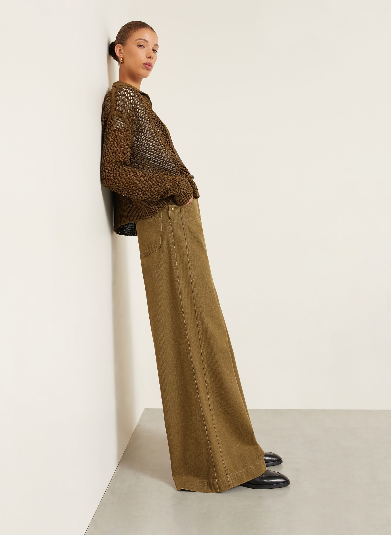 Max Mara ALAMARO Wide-Leg jeans: 002 khaki green