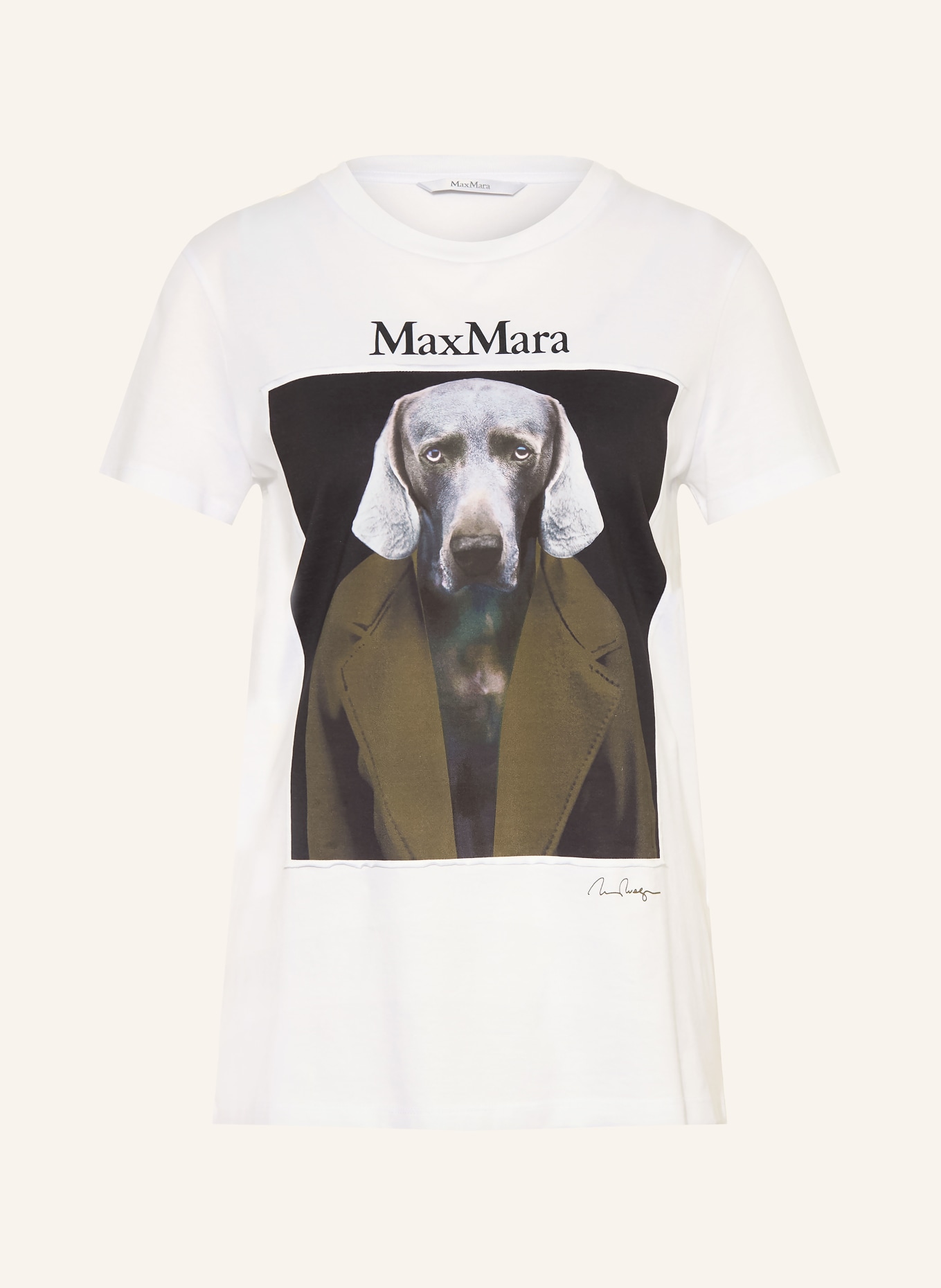 Max Mara CALCA T-shirt: WHITE / OLIVE / BLACK