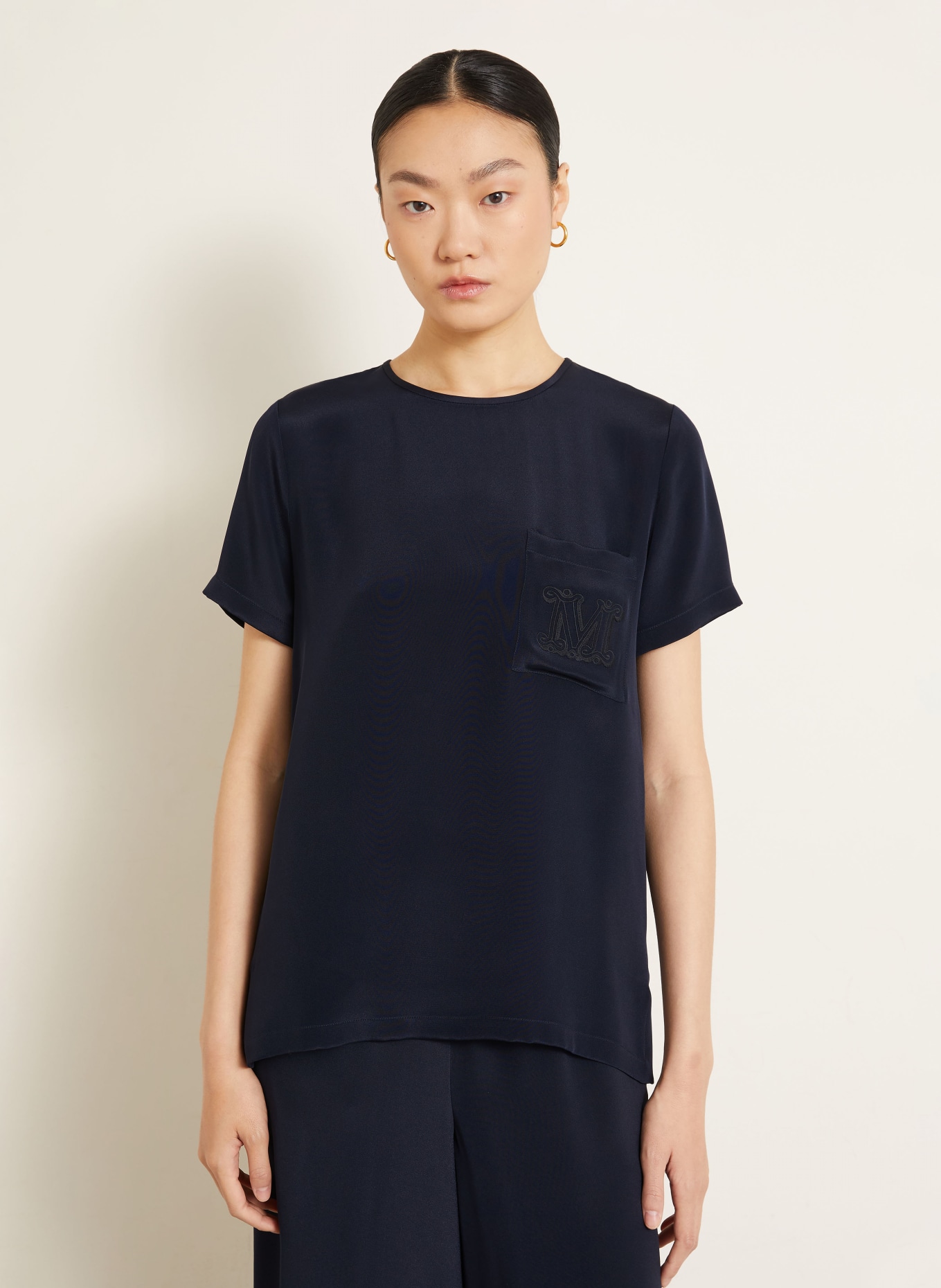 Max Mara PAGANO-bluse i silke: MØRKEBLÅ