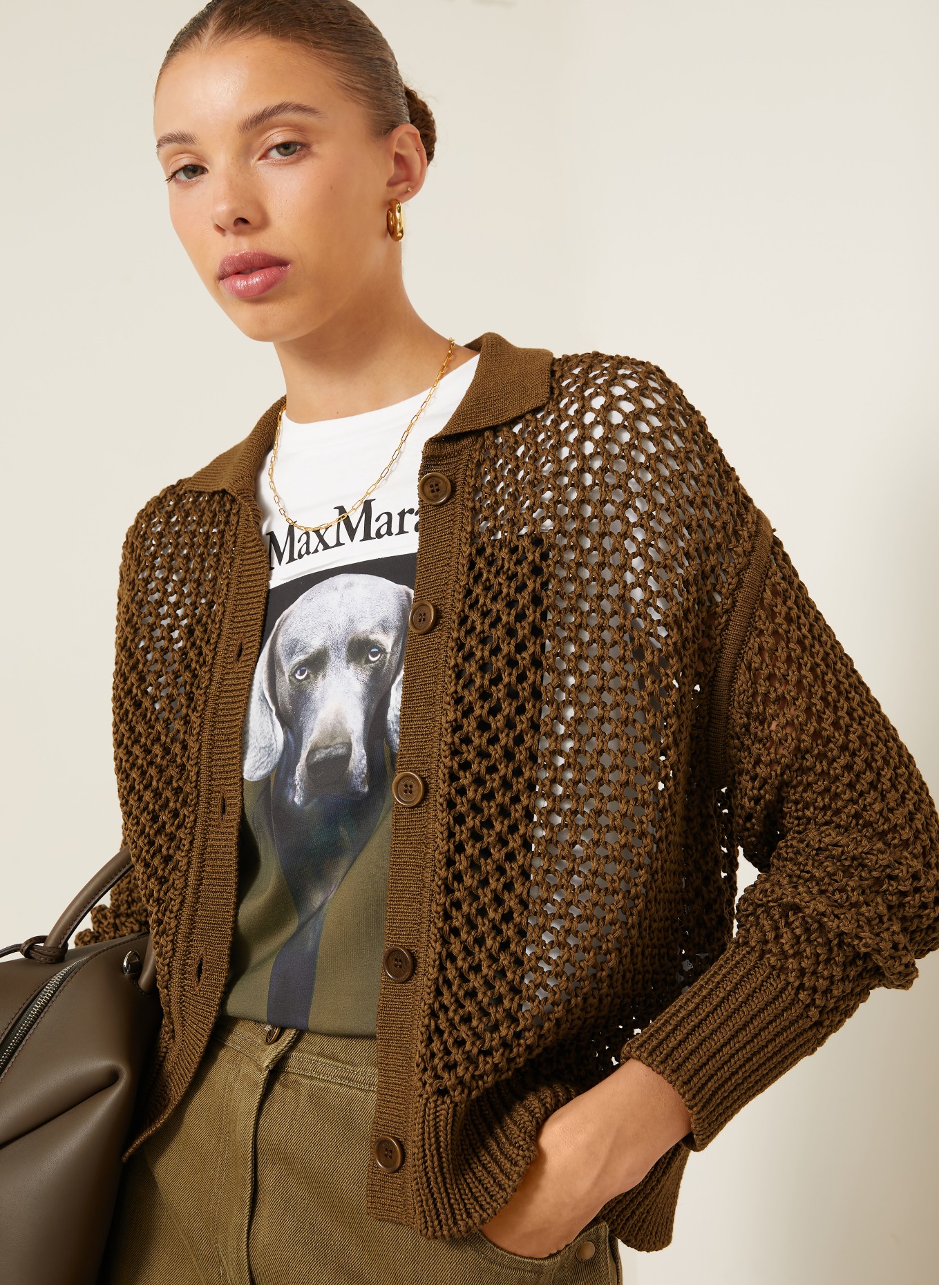 Max Mara FILM Cardigan: KHAKI