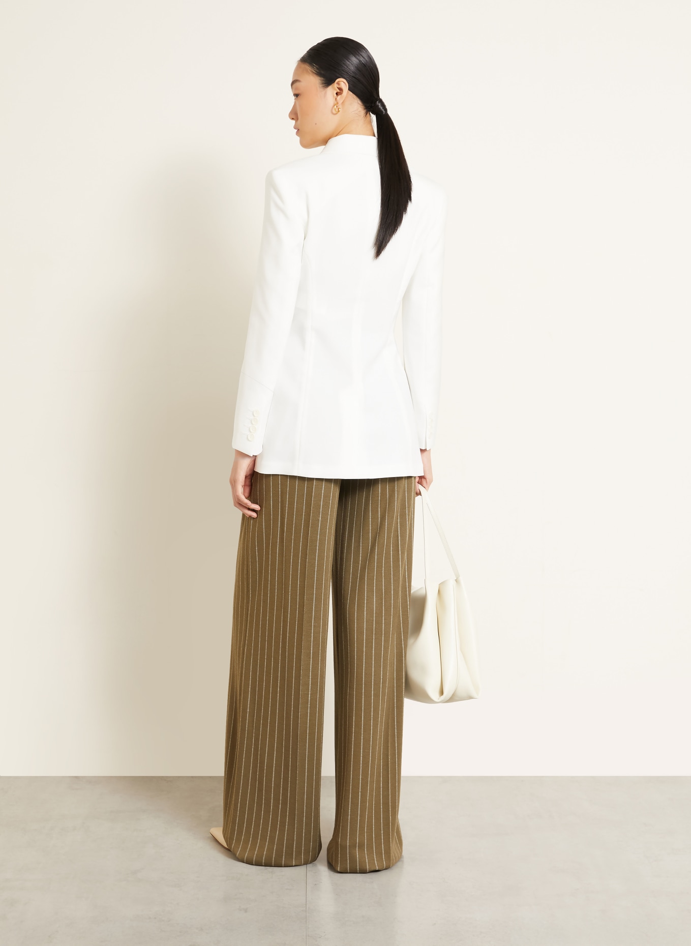 Max Mara Marlene-byxor RIO i jersey: KHAKI / VIT